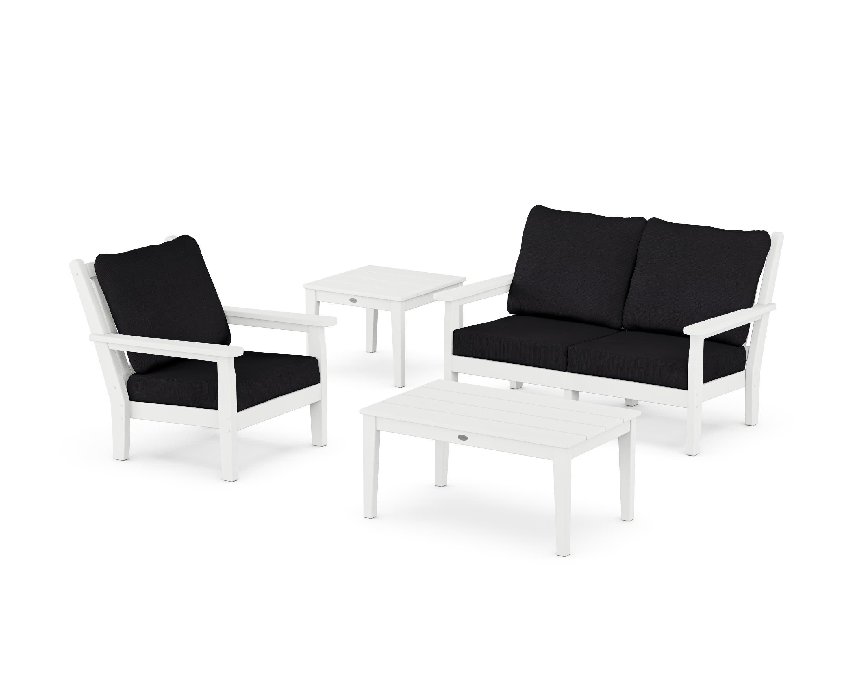 Chippendale 4-Piece Deep Seating Set in White / Midnight Linen