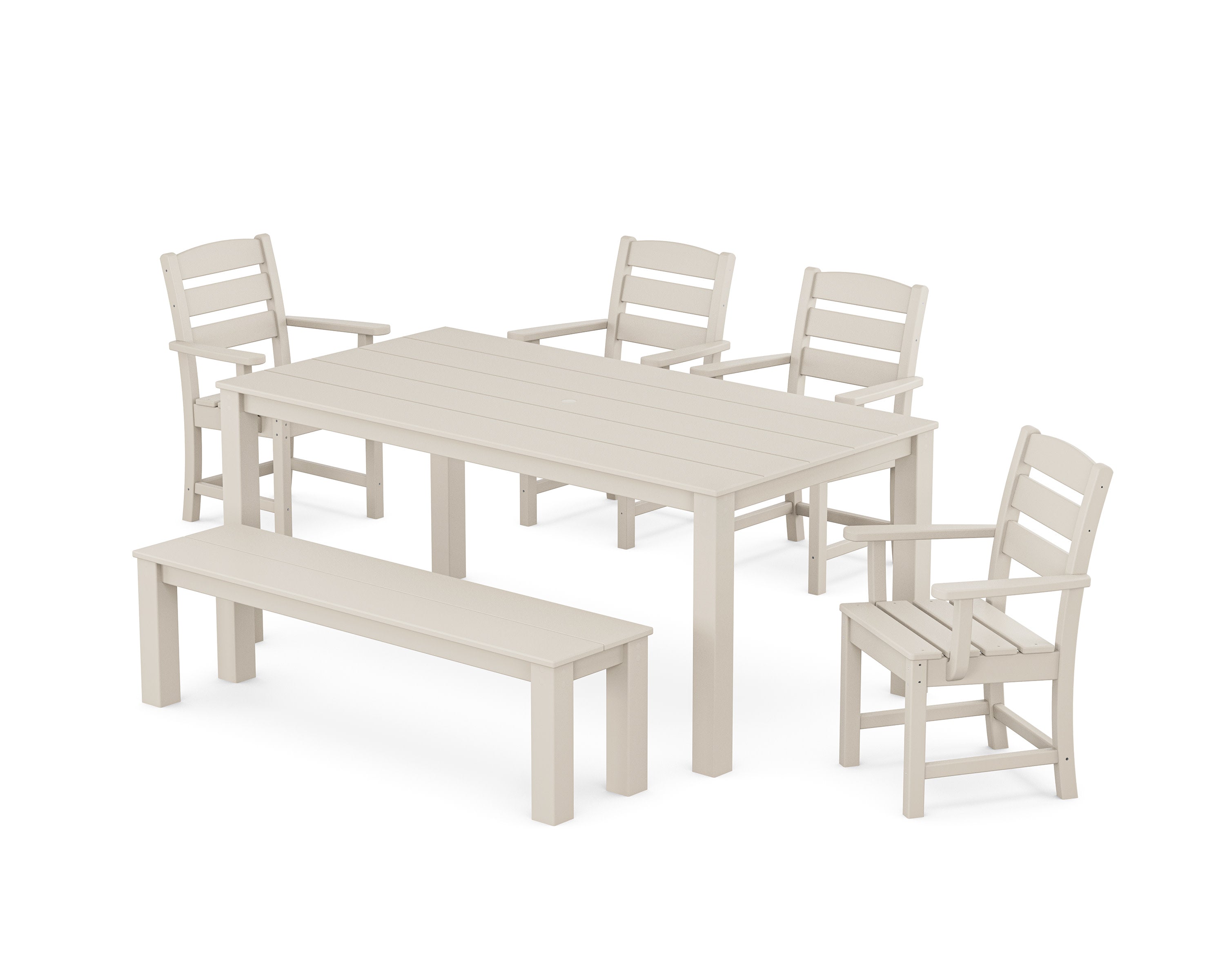 Lakeside 6-Piece Parsons Dining Set with Bench in Sand