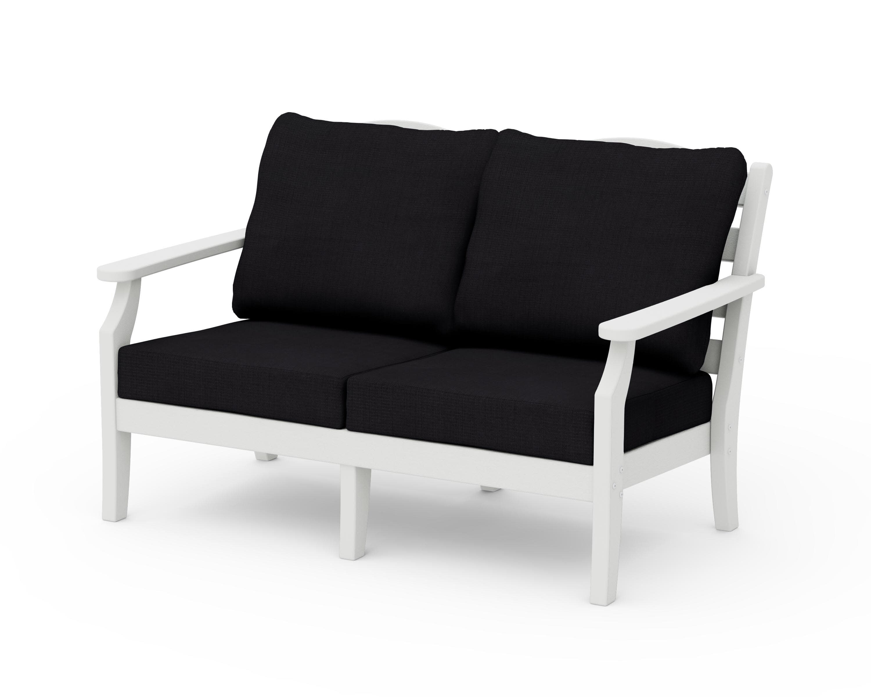 Savannah Deep Seating Loveseat in Vintage White / Midnight Linen