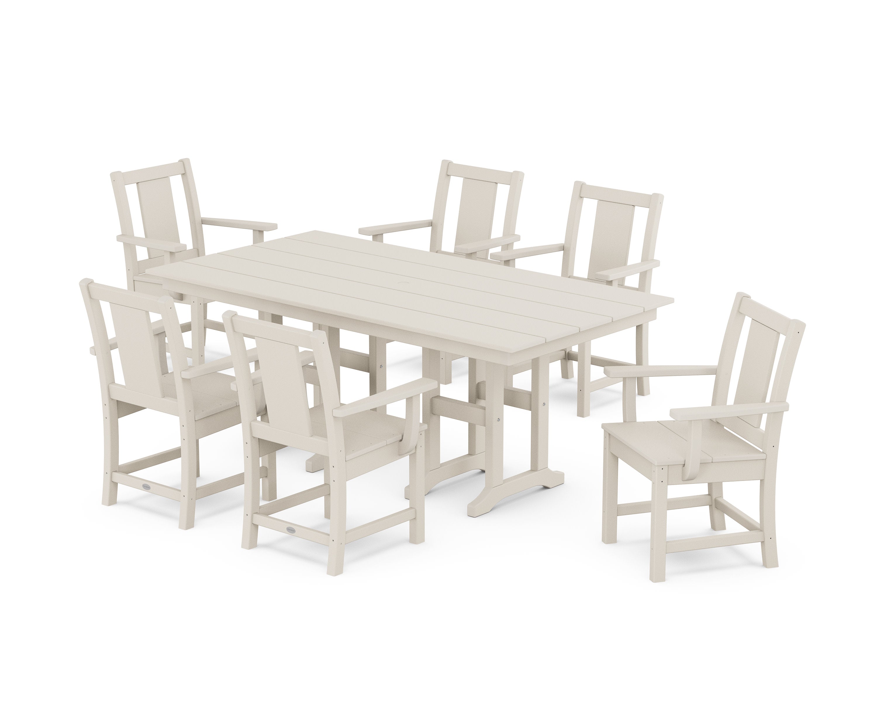 Prairie Arm Chair 7-Piece Farmhouse Dining Set in Sand