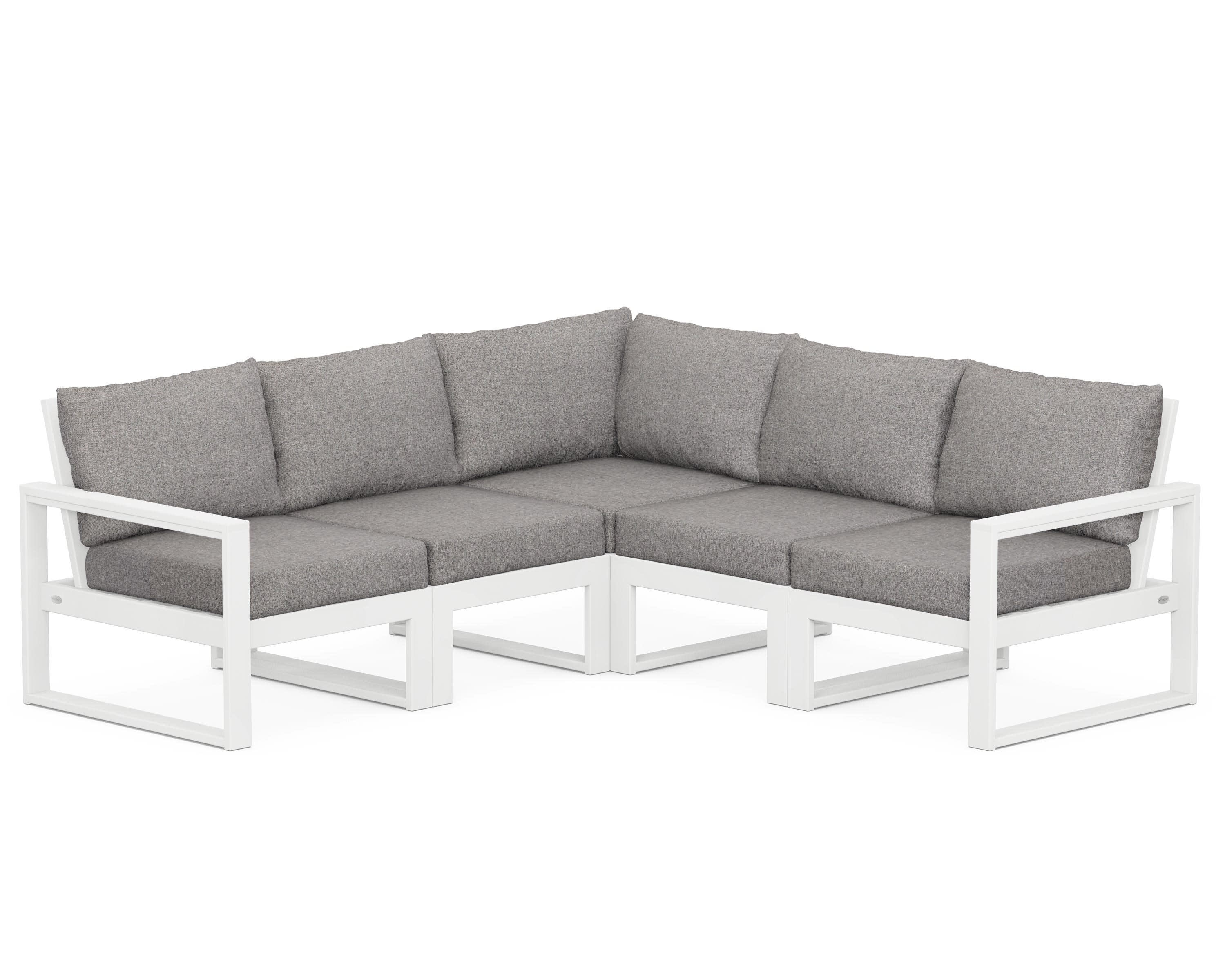 EDGE 5-Piece Modular Deep Seating Set in White / Grey Mist