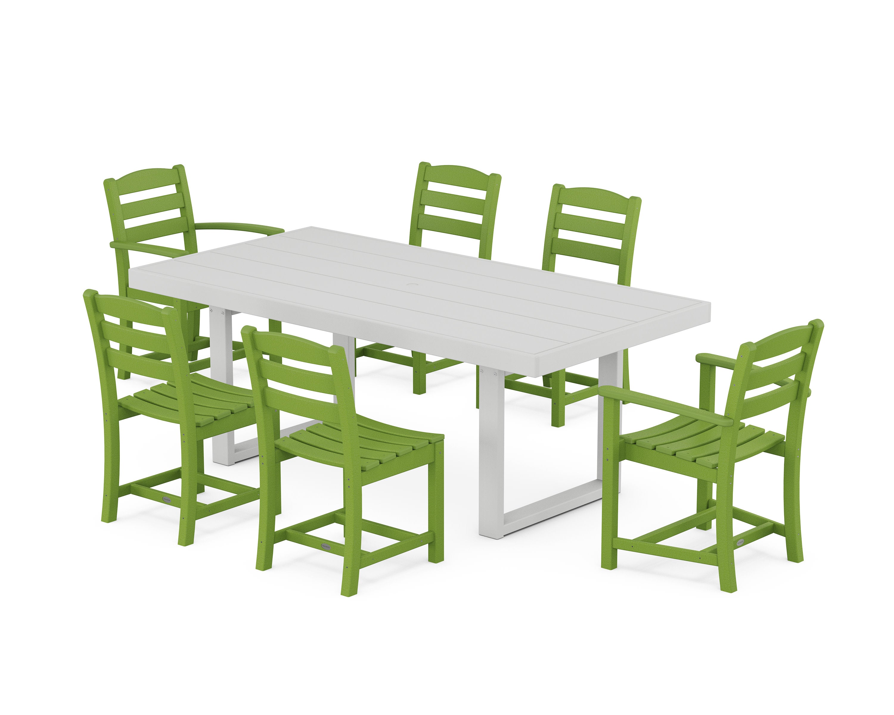 La Casa Caf 7-Piece Dining Set in Lime / White
