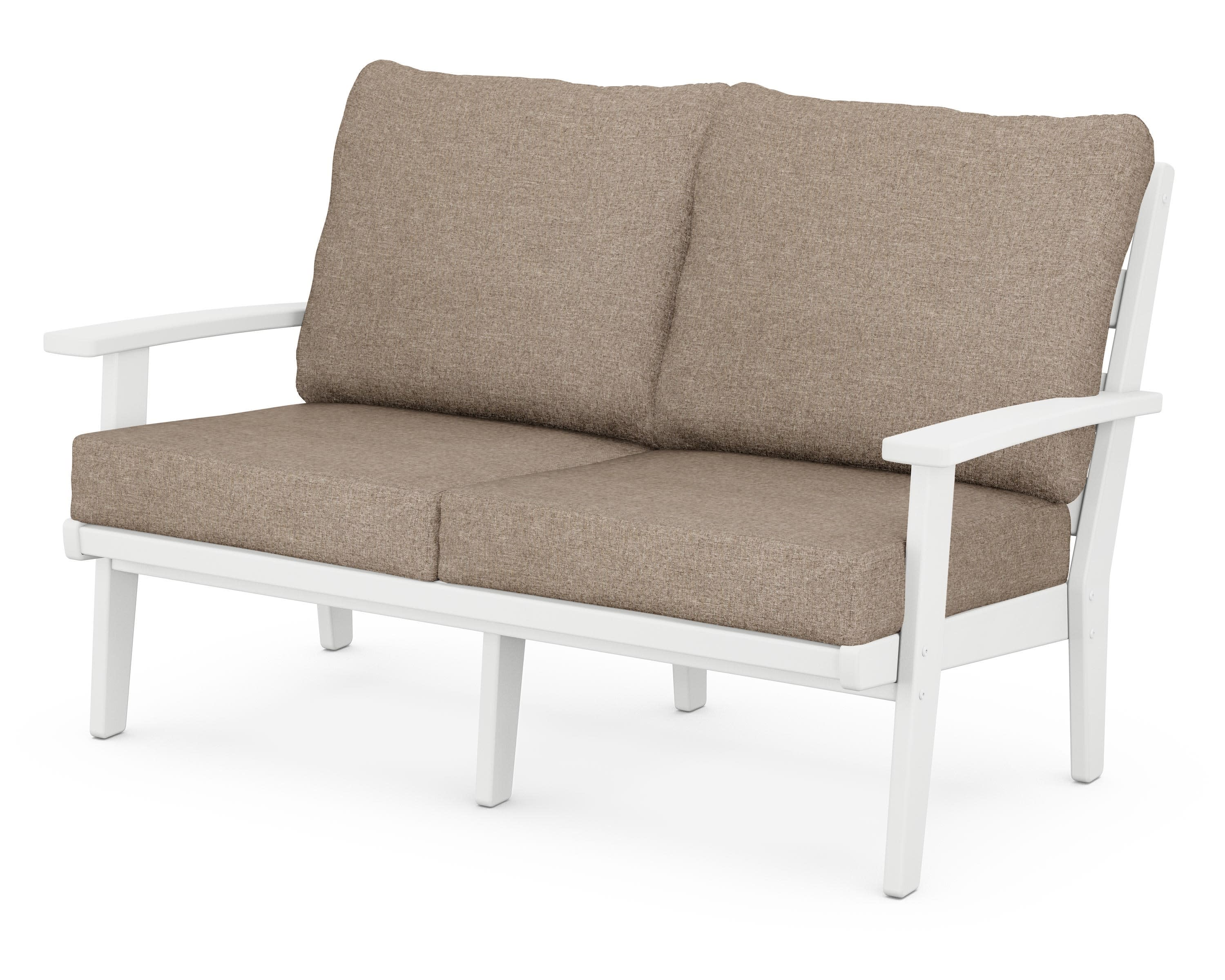 Grant Park Deep Seating Loveseat in White / Spiced Burlap