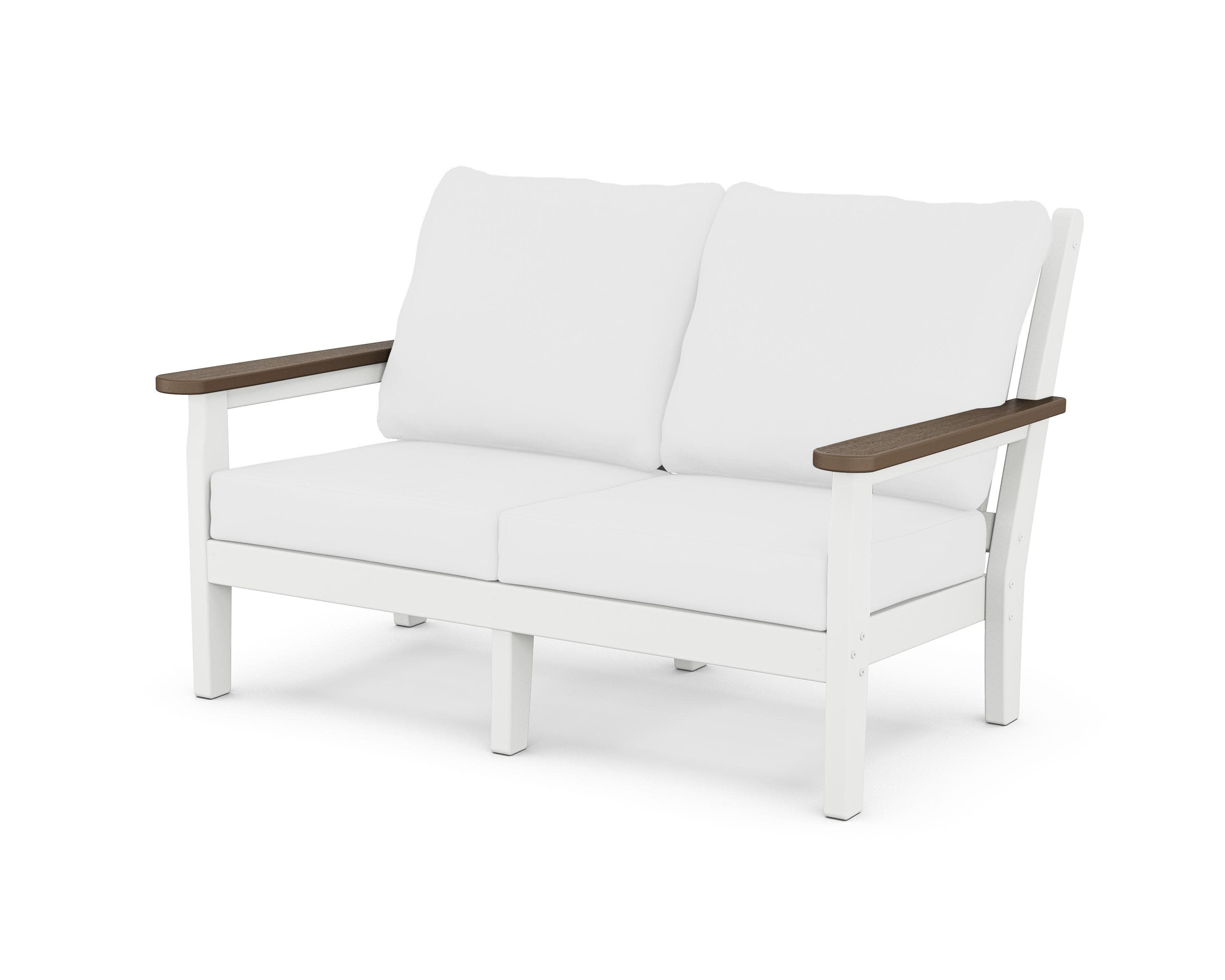 Chippendale Deep Seating Loveseat in White / Kona / Natural