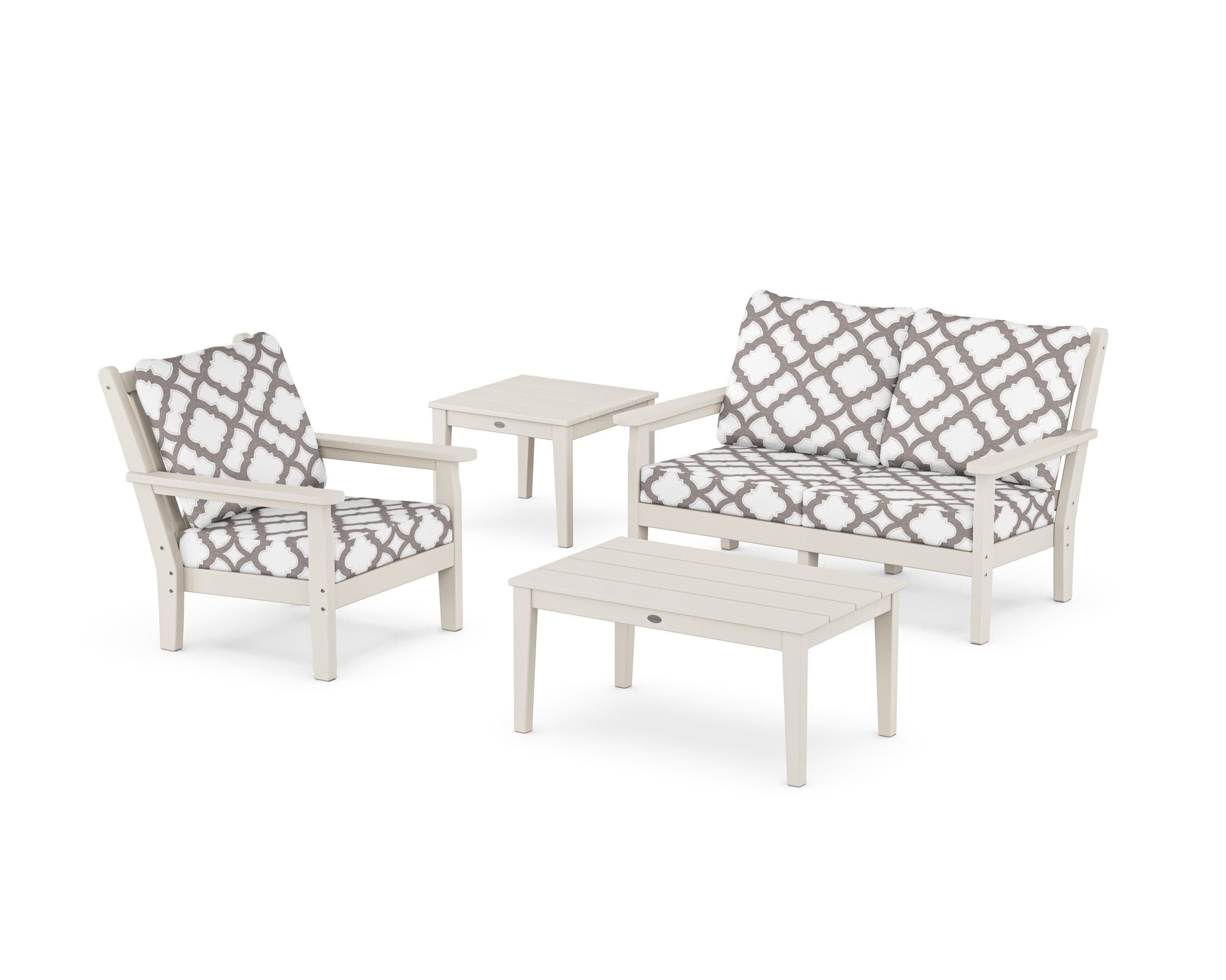 Chippendale 4-Piece Deep Seating Set in Sand / Trellis Grey Mist