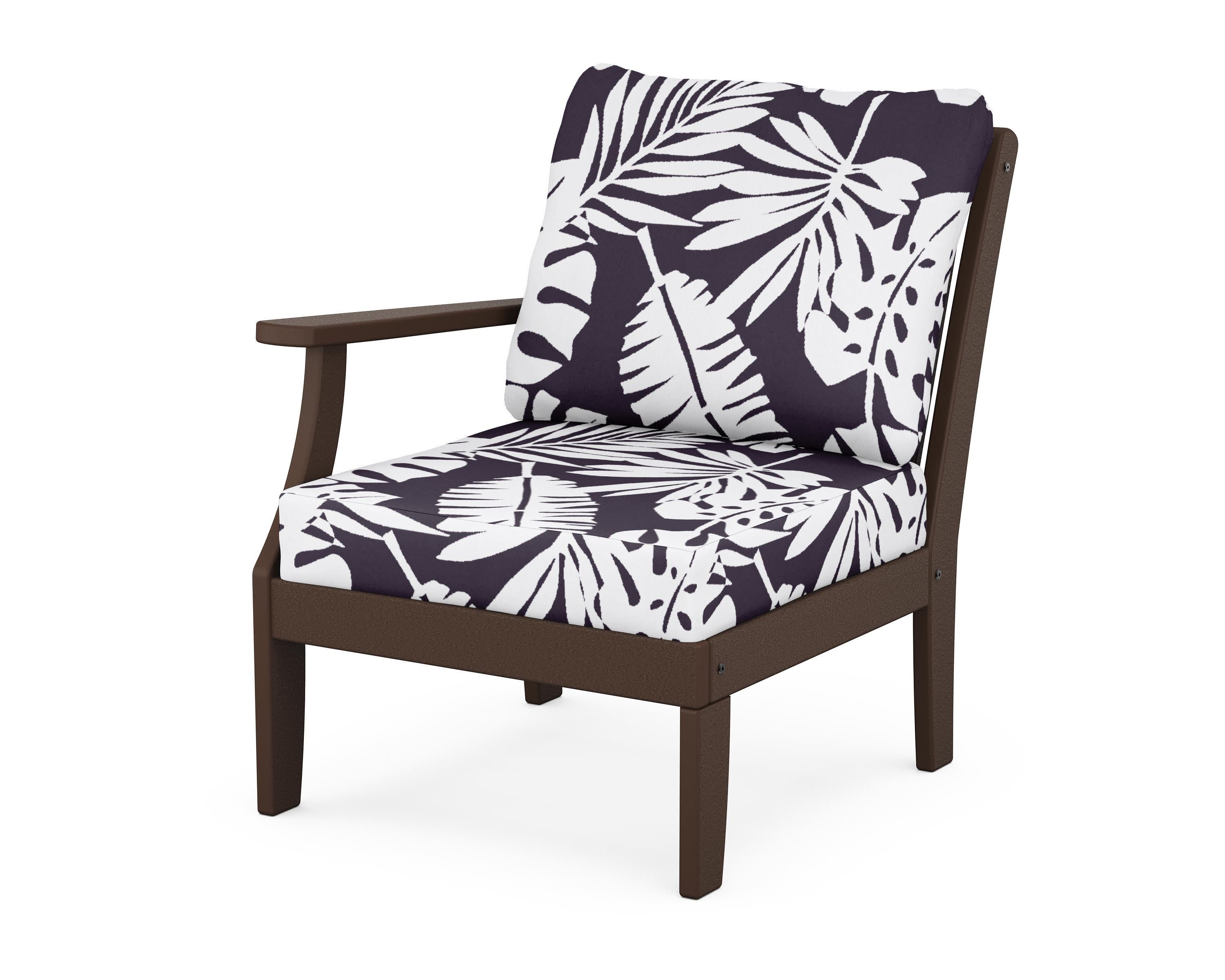 Braxton Modular Left Arm Chair in Mahogany / Leaf Navy