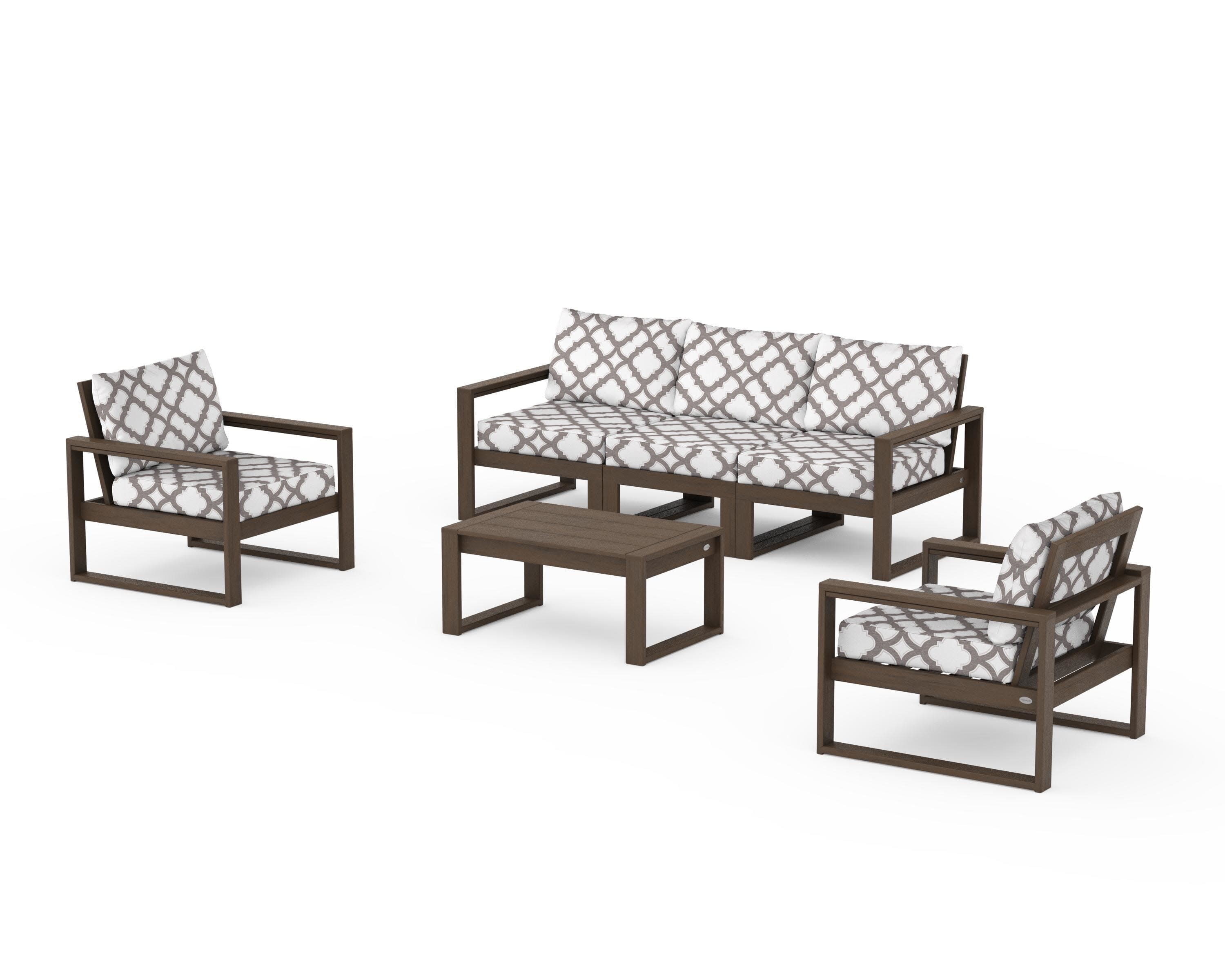 EDGE Sectional 4-Piece Deep Seating Set with Sofa in Kona / Trellis Grey Mist