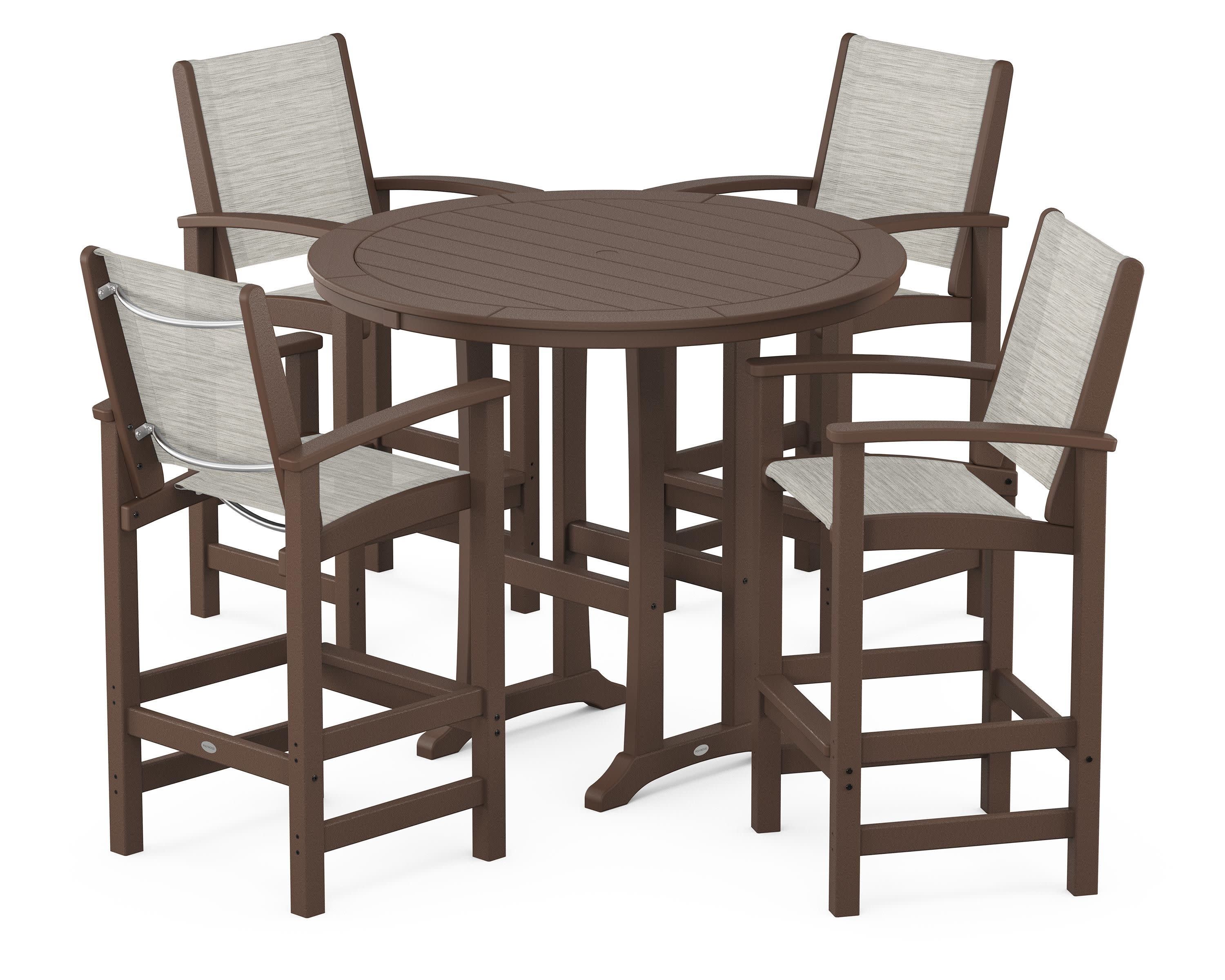 Coastal 5-Piece Nautical Trestle Bar Set in Mahogany / Birch Sling