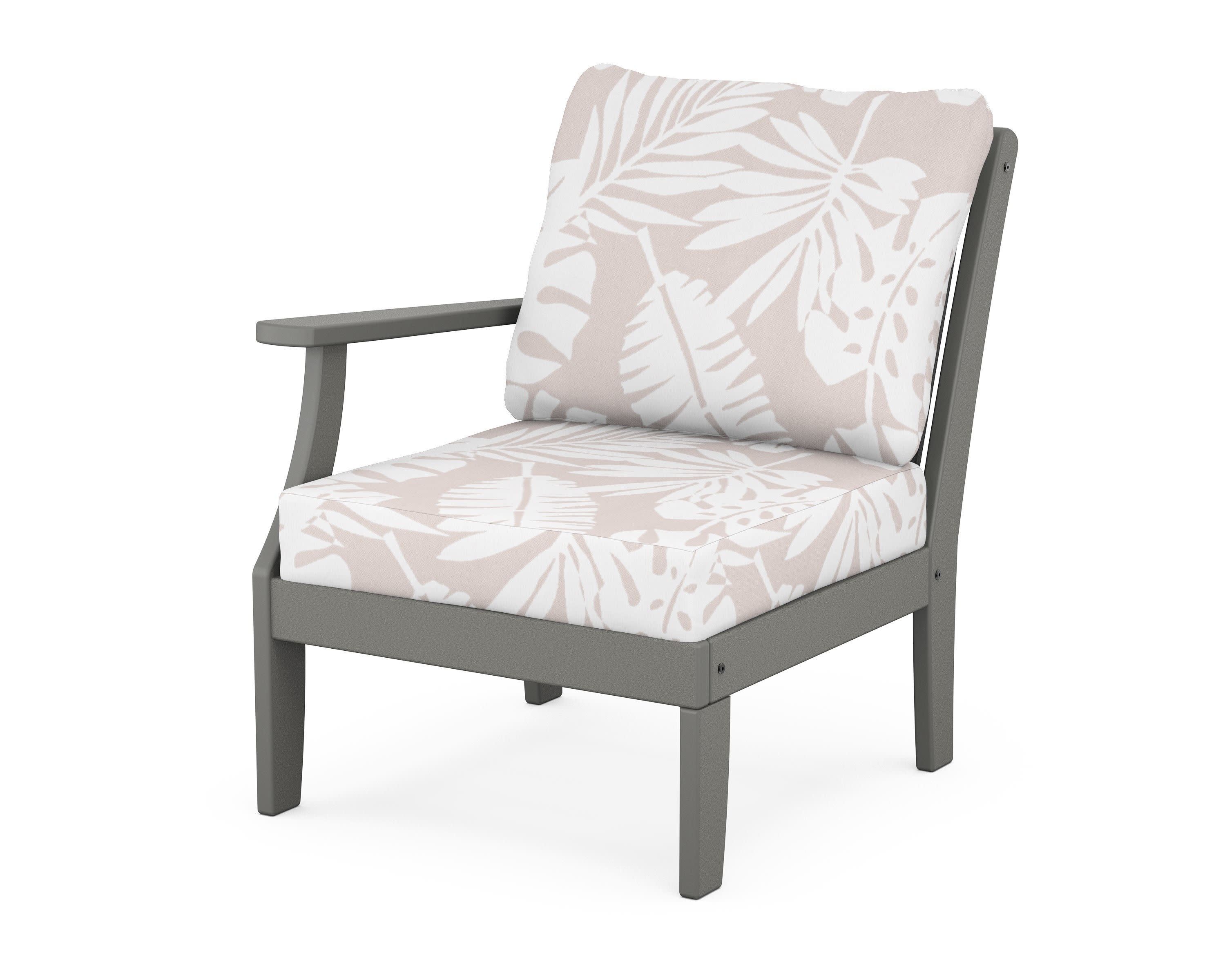 Braxton Modular Left Arm Chair in Slate Grey / Leaf Dune Burlap