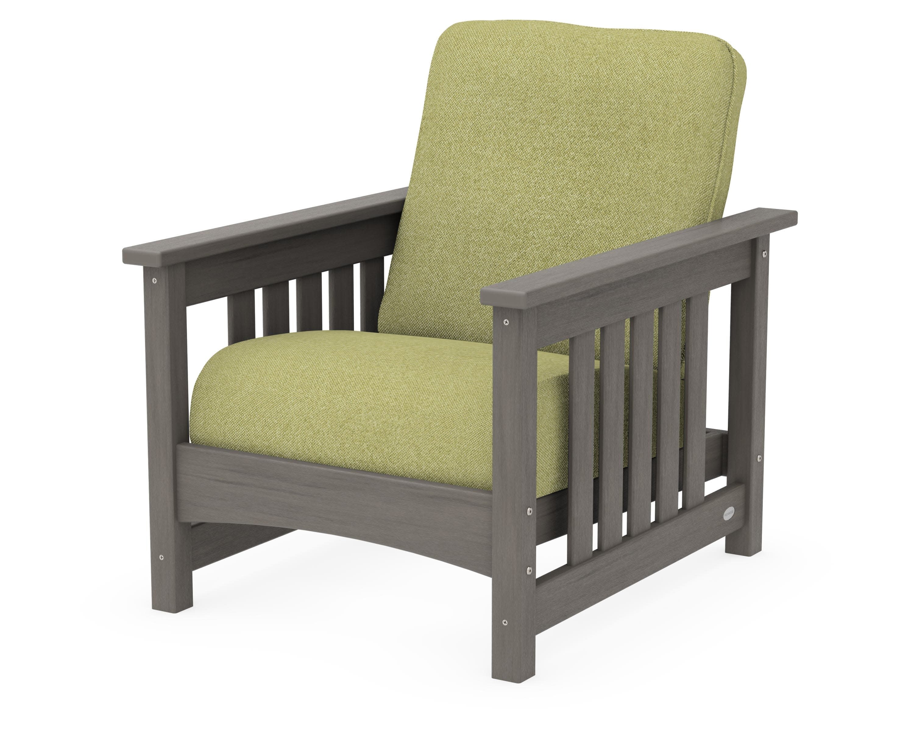 Club Mission Chair in Driftwood / Chartreuse Boucle