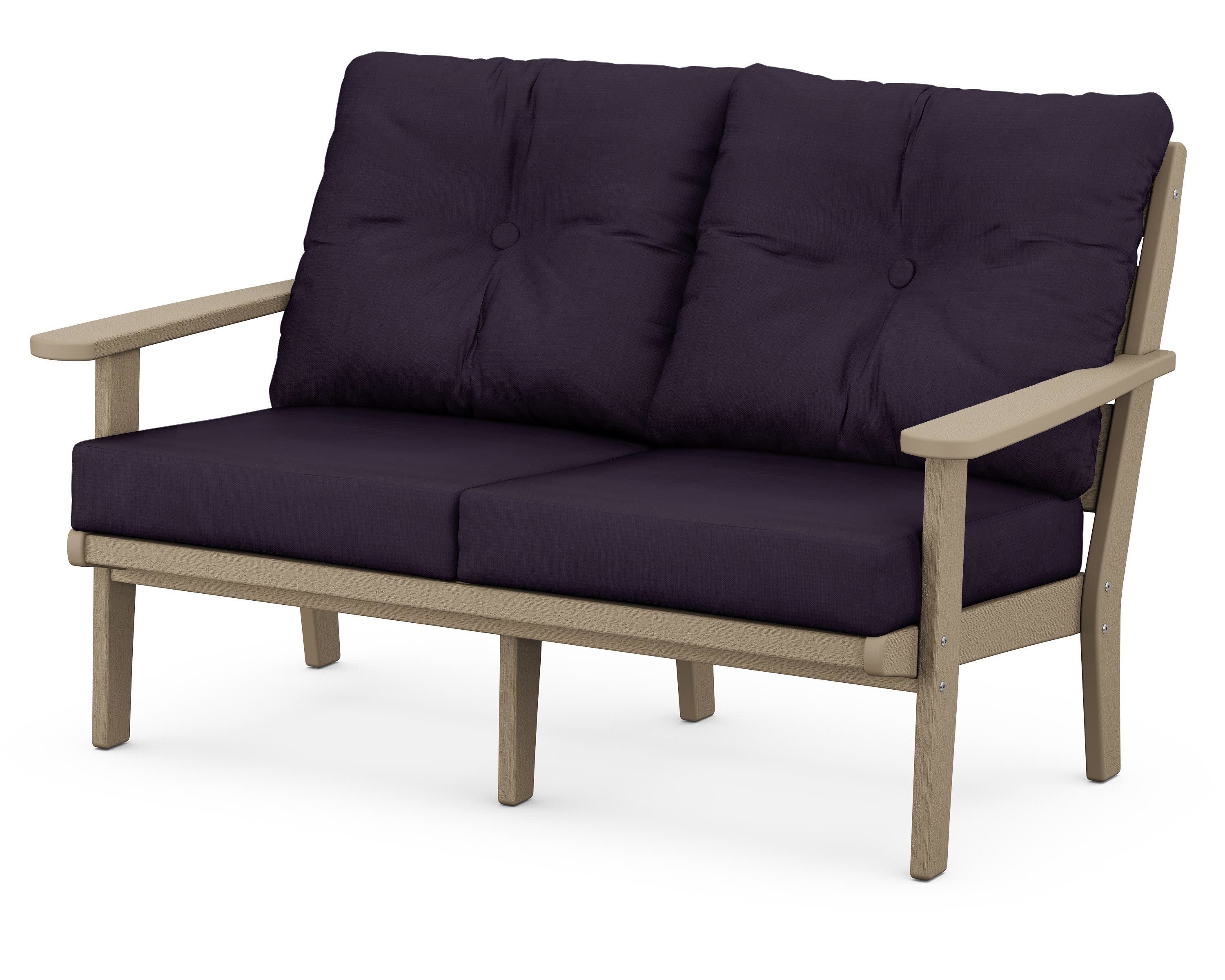 Lakeside Deep Seating Loveseat in Vintage Sahara / Navy Linen