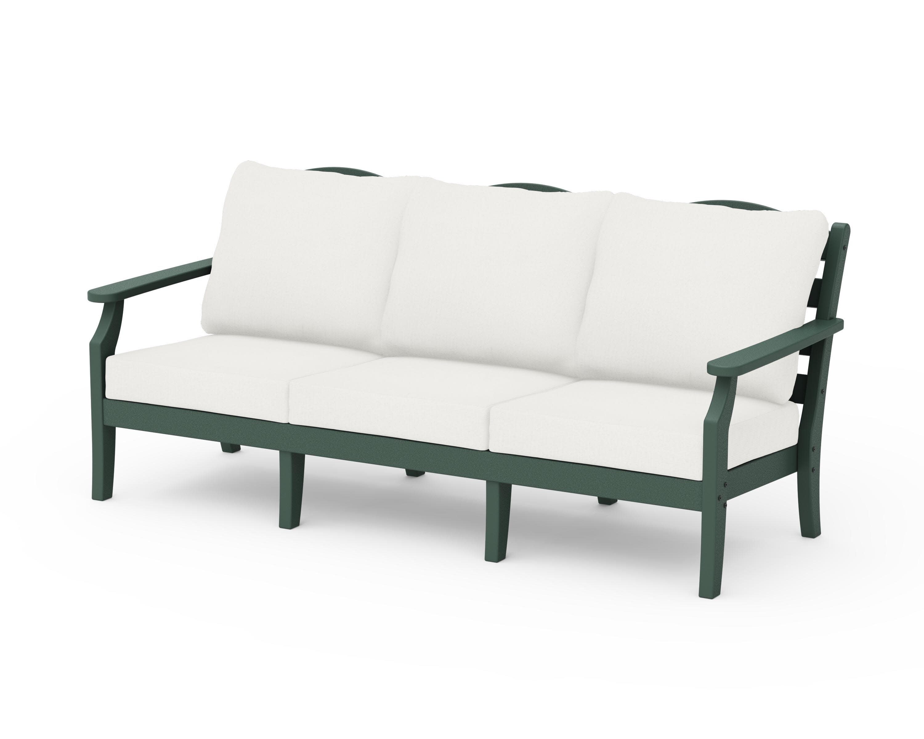 Savannah Deep Seating Sofa in Green / Natural Linen