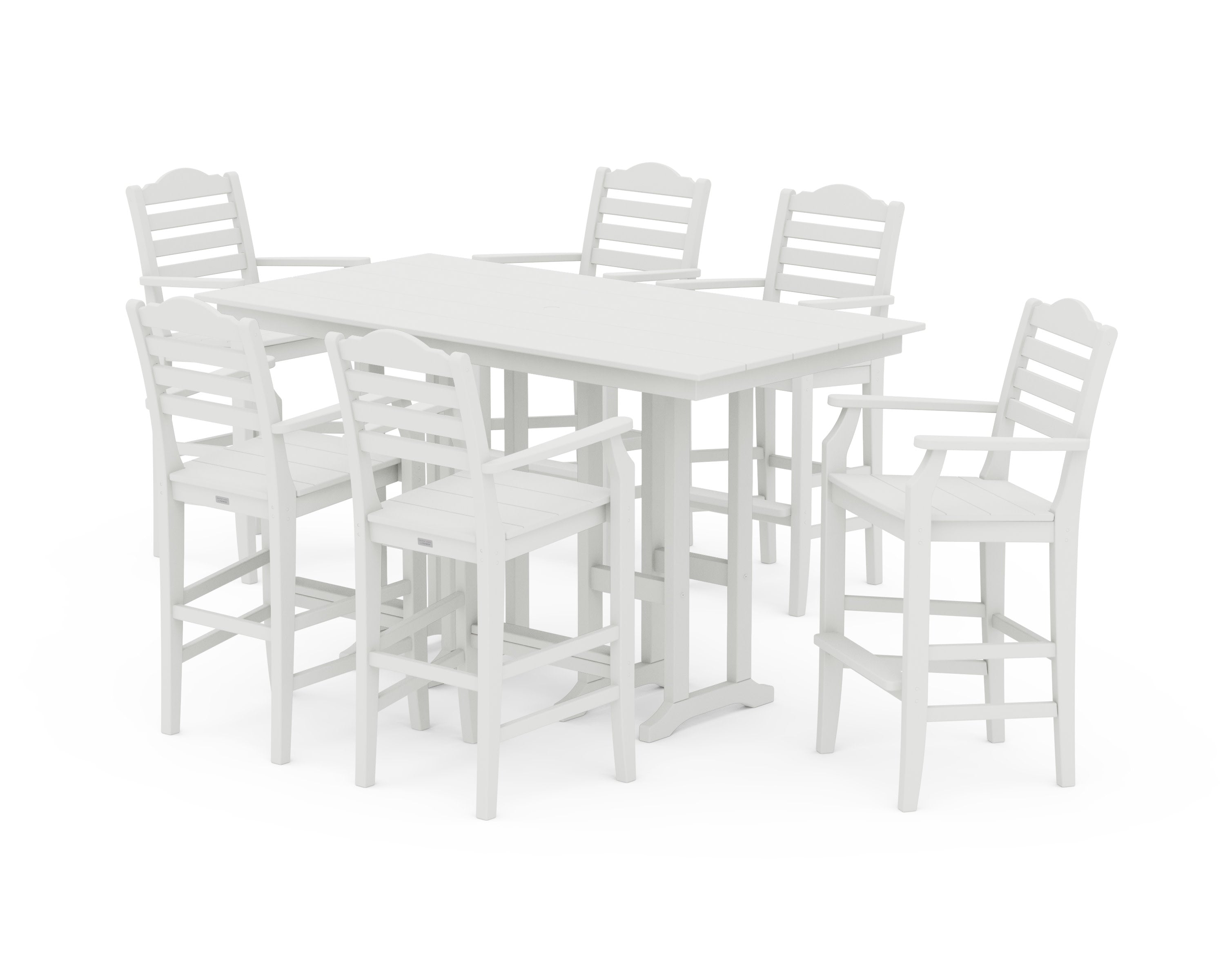 Savannah Arm Chair 7-Piece Farmhouse Bar Set in Vintage White