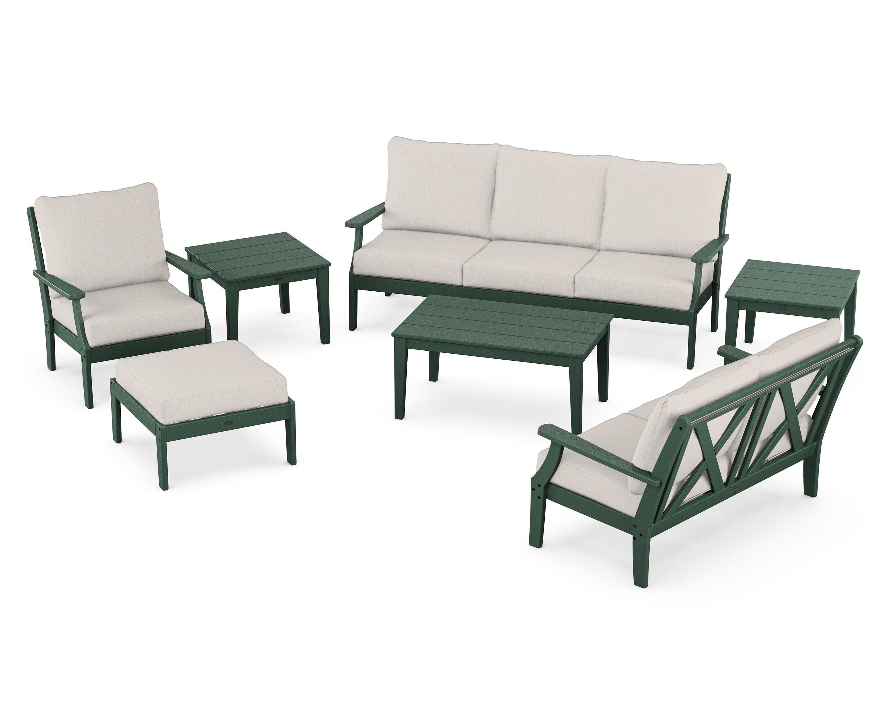 Braxton 7-Piece Deep Seating Set in Green / Cast Ash