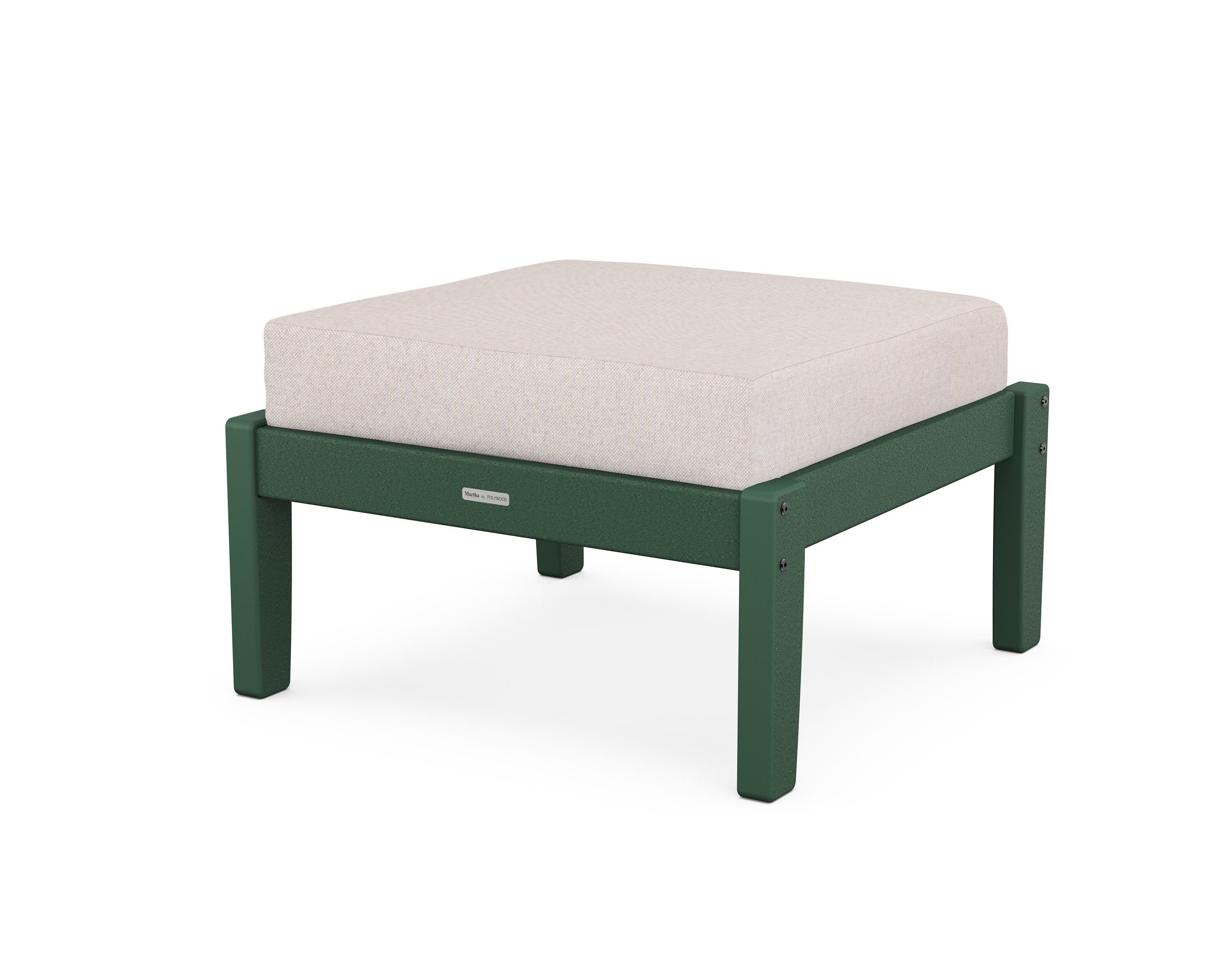 Chinoiserie Deep Seating Ottoman in Green / Dune Burlap
