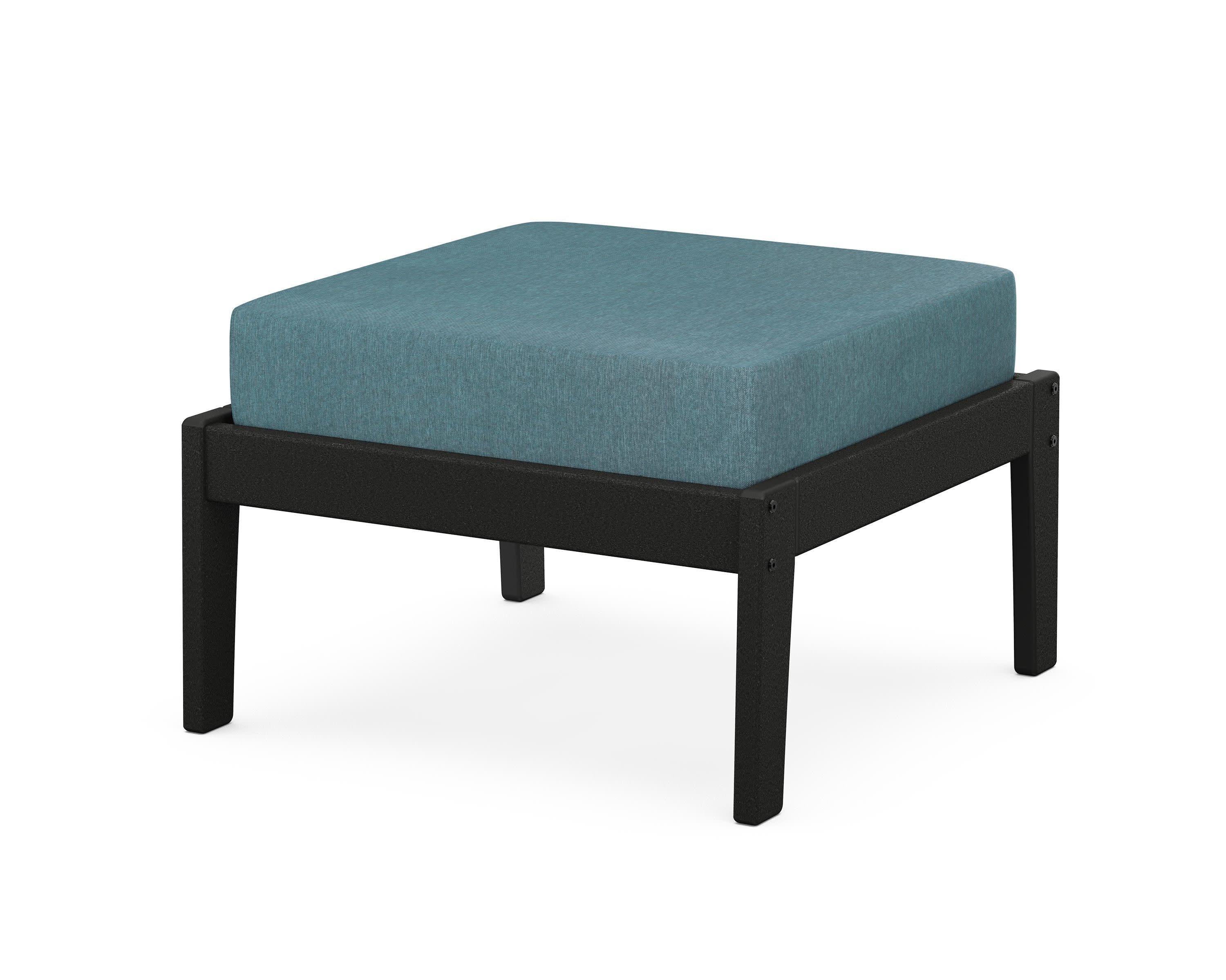 Deep Seating Ottoman in Black / Ocean Teal