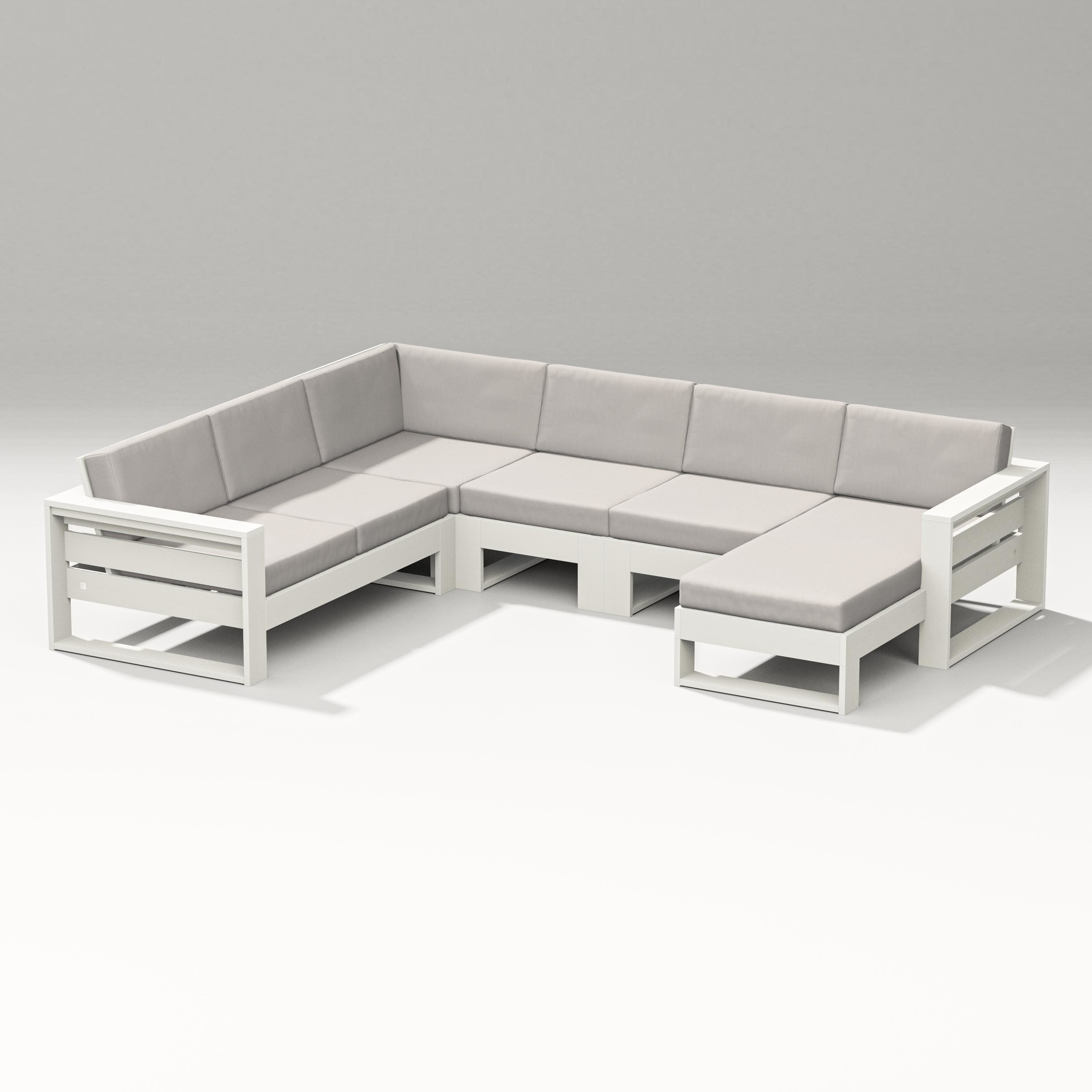 Latitude Corner Sectional with Right Chaise in Vintage White / Cast Ash