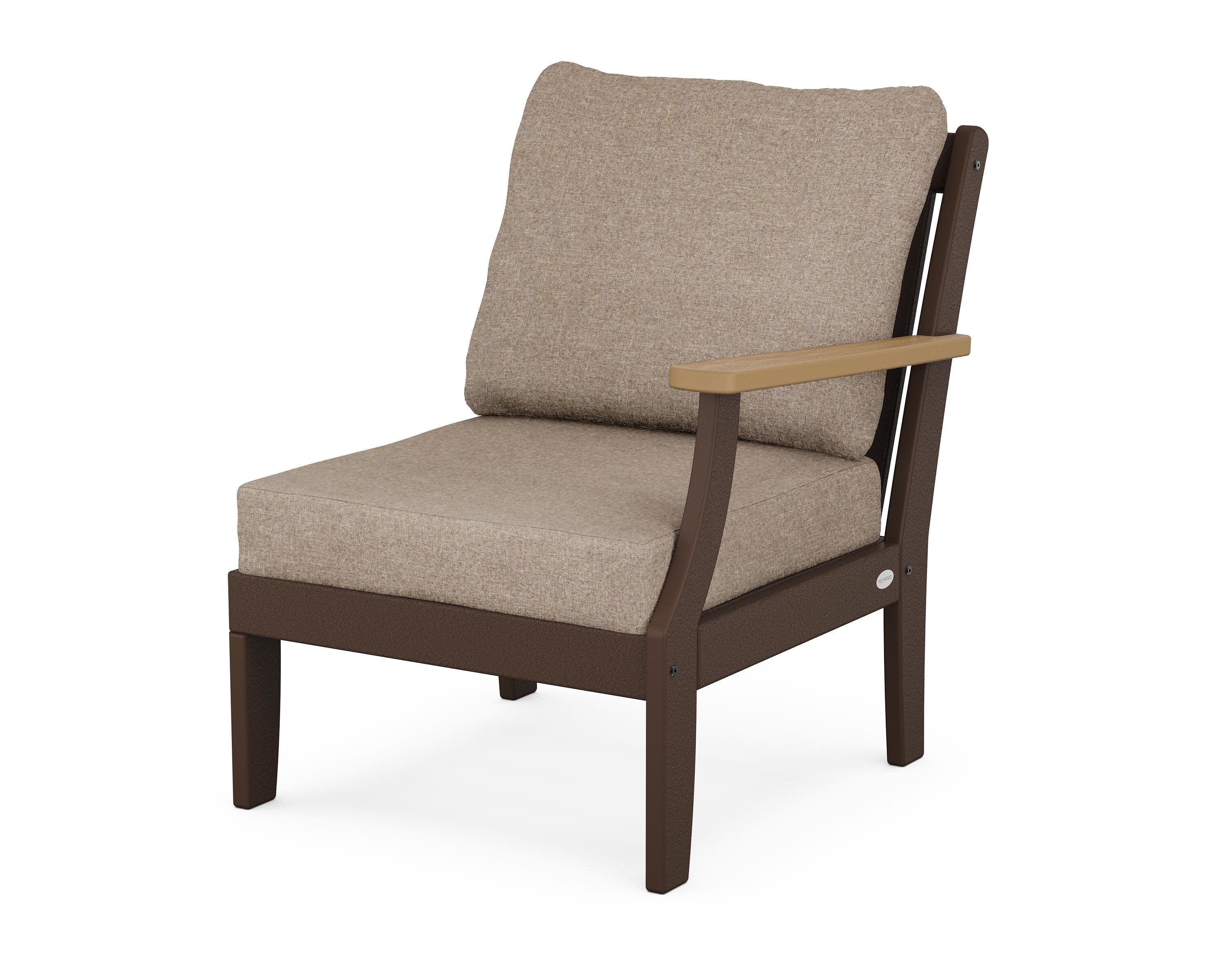 Braxton Modular Right Arm Chair in Mahogany / Natural / Spiced Burlap