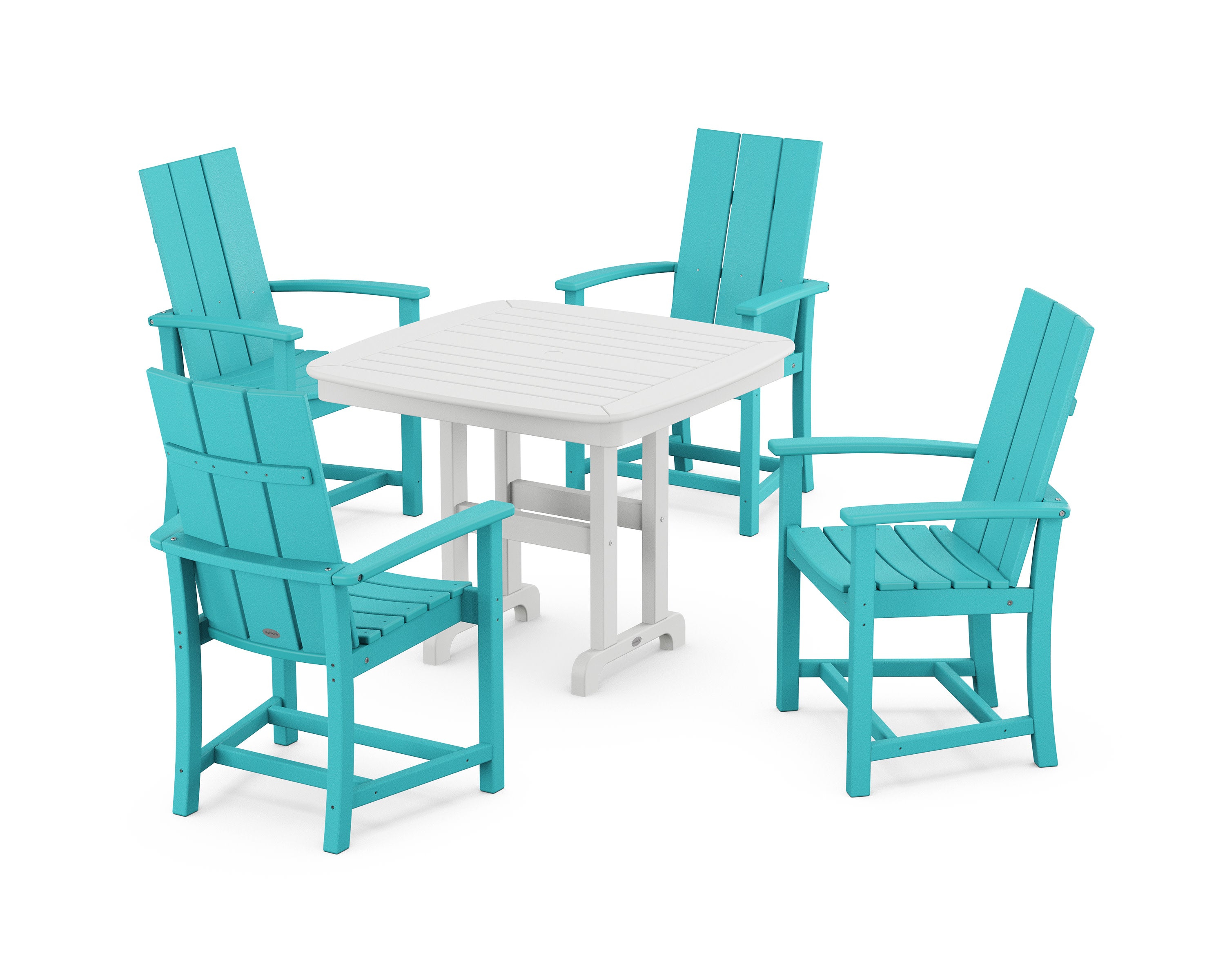 Modern Adirondack 5-Piece Dining Set in Aruba / White