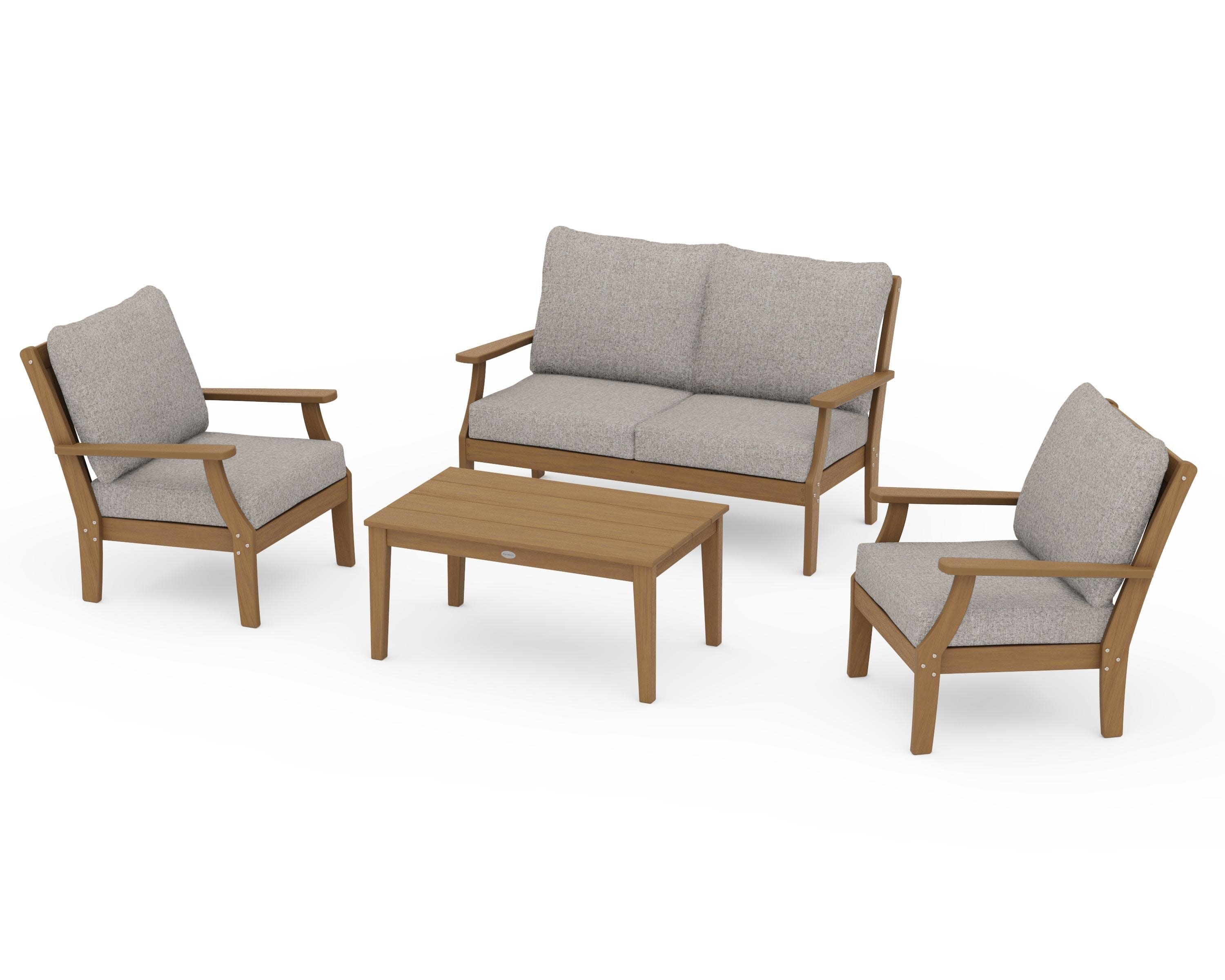 Braxton 4-Piece Deep Seating Chair Set in Natural / Weathered Tweed