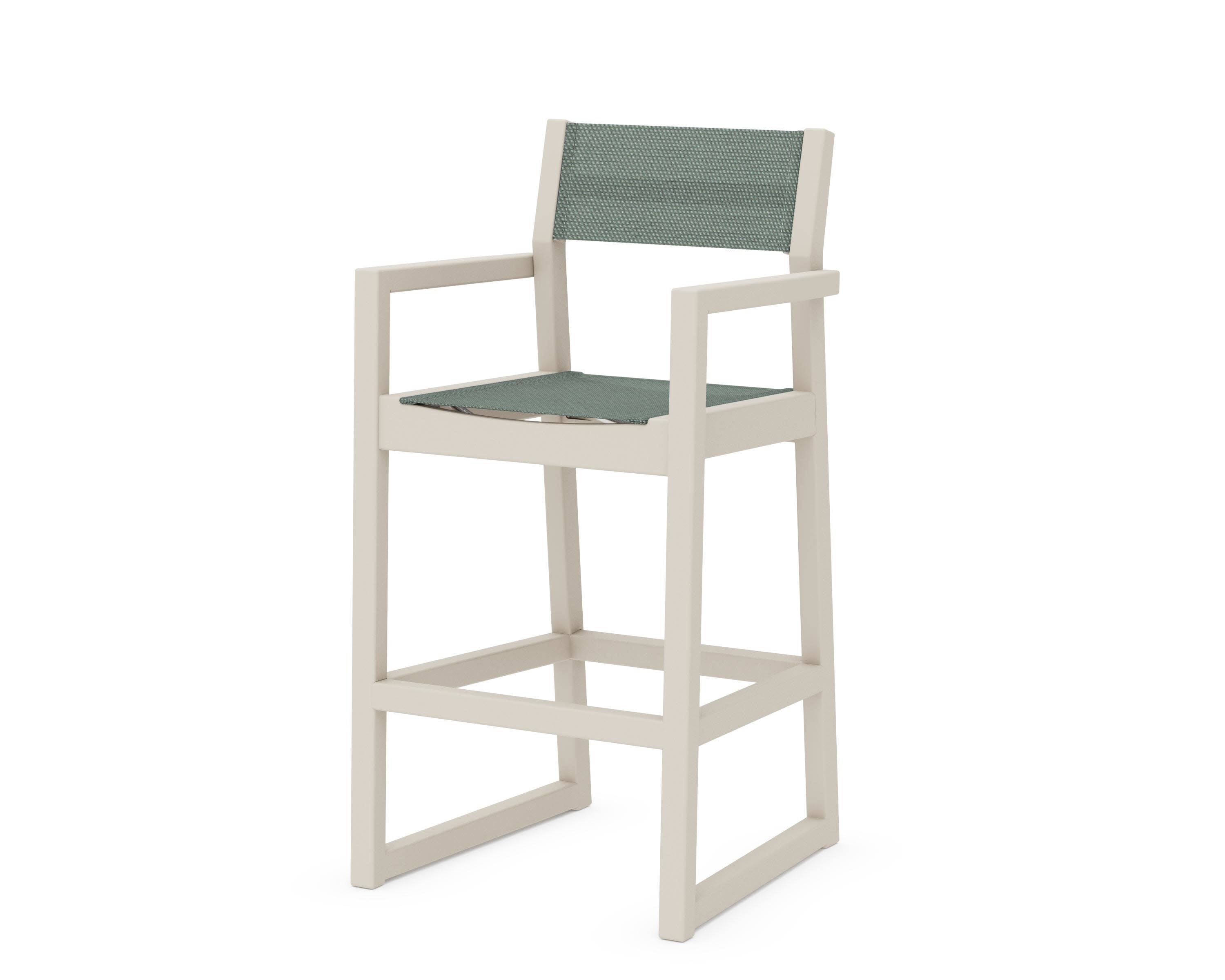 EDGE Sling Bar Arm Chair in Sand / Dupioni Sea Mist Sling