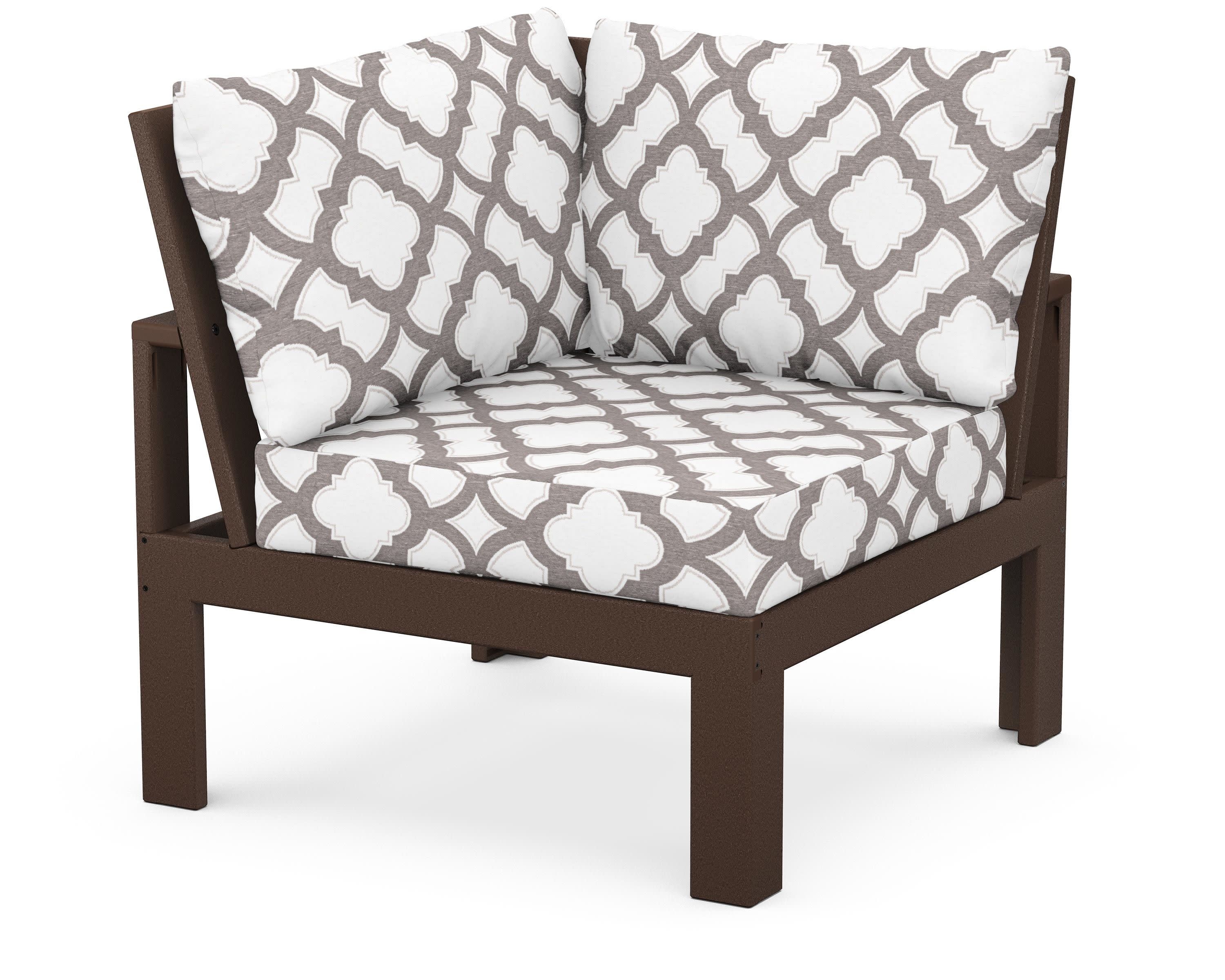 Modular Corner Chair in Mahogany / Trellis Grey Mist