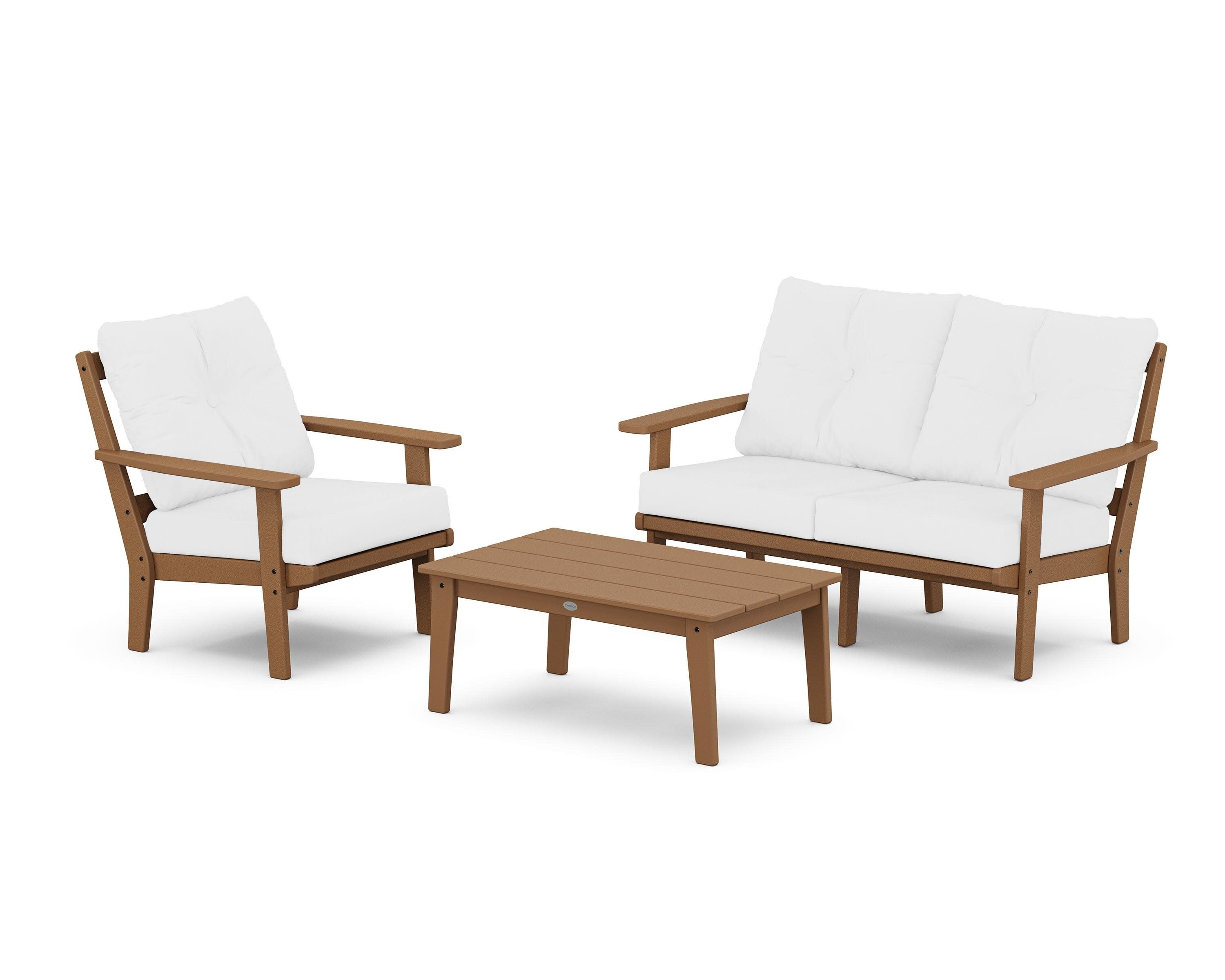 Oxford 3-Piece Deep Seating Set with Loveseat in Teak / Natural