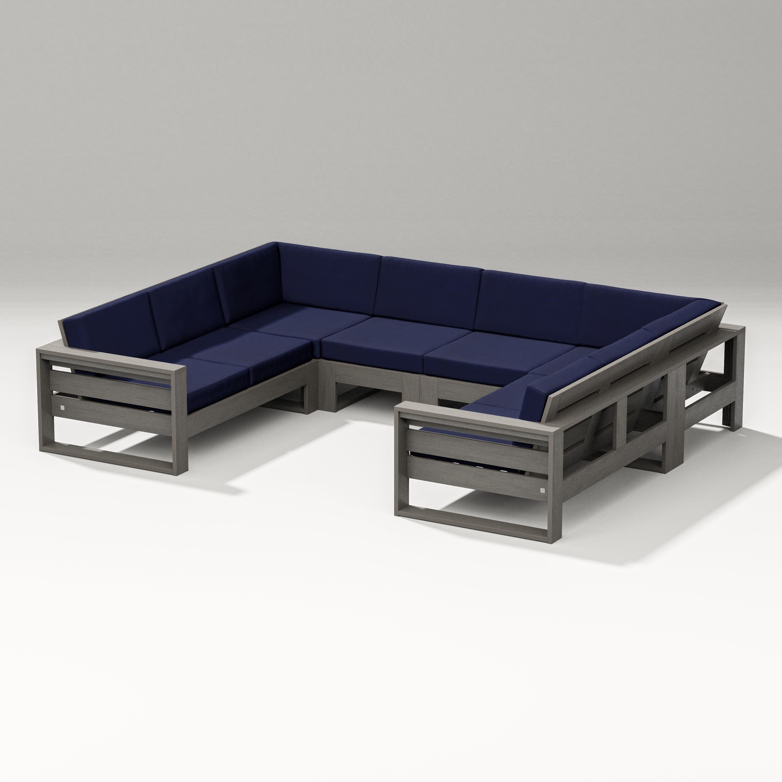 Latitude U-Shaped Sectional in Driftwood / Navy