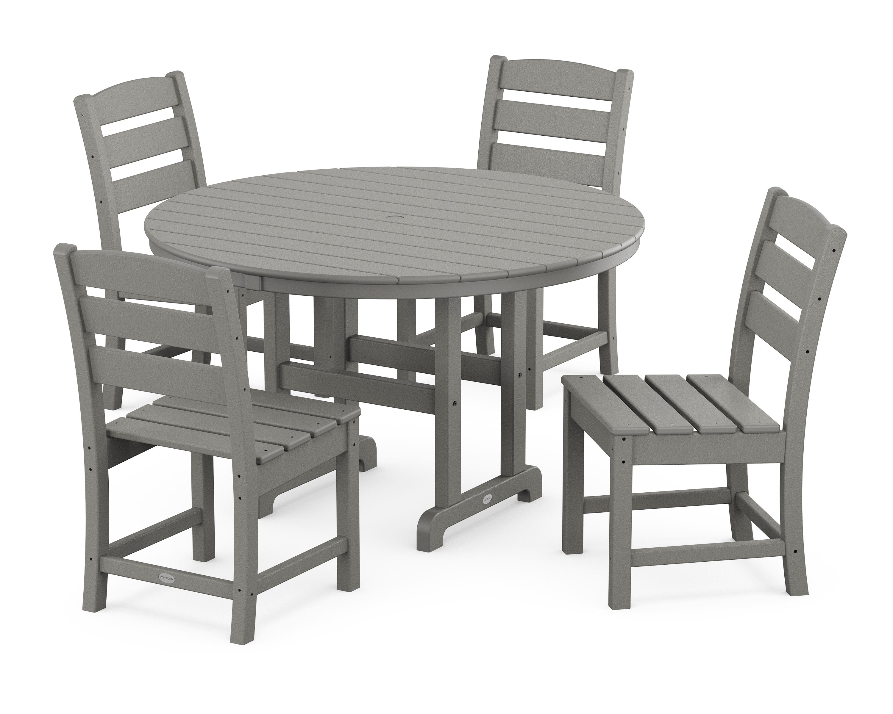 Lakeside 5-Piece Round Farmhouse Side Chair Dining Set in Slate Grey