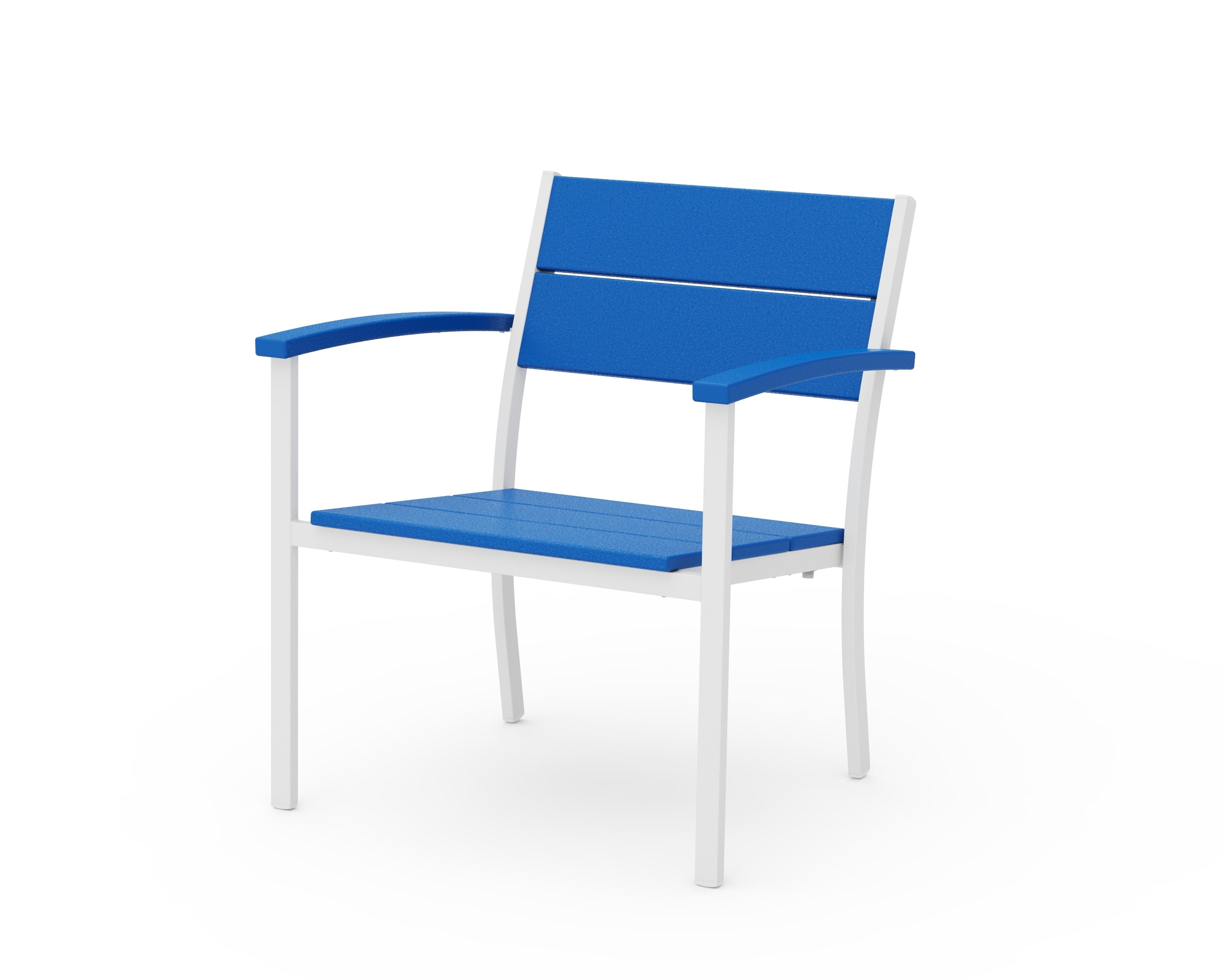 Main Street Stacking Lounge Arm Chair in White / Pacific Blue