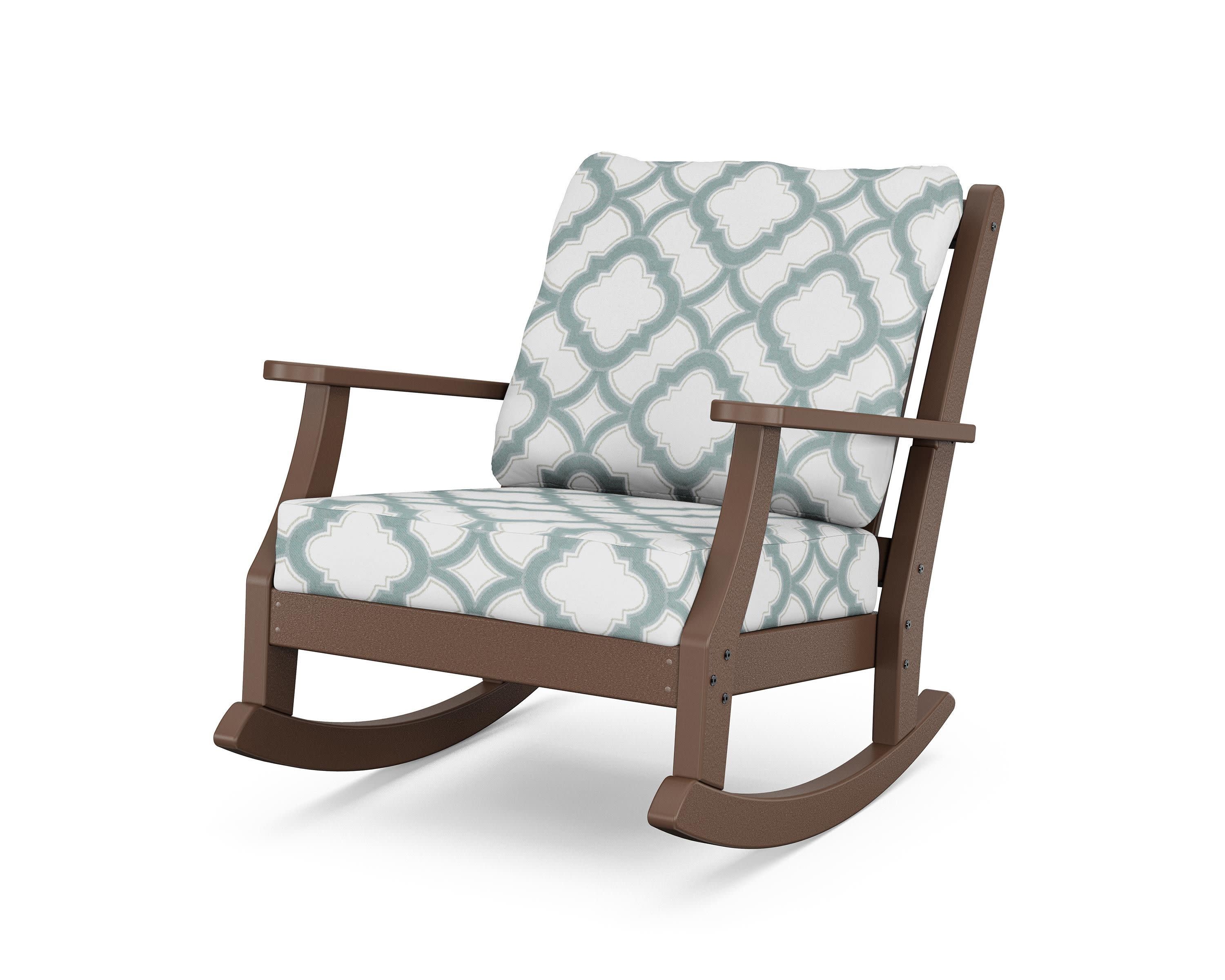 Wovendale Deep Seating Rocking Chair in Mahogany / Trellis Glacier Spa