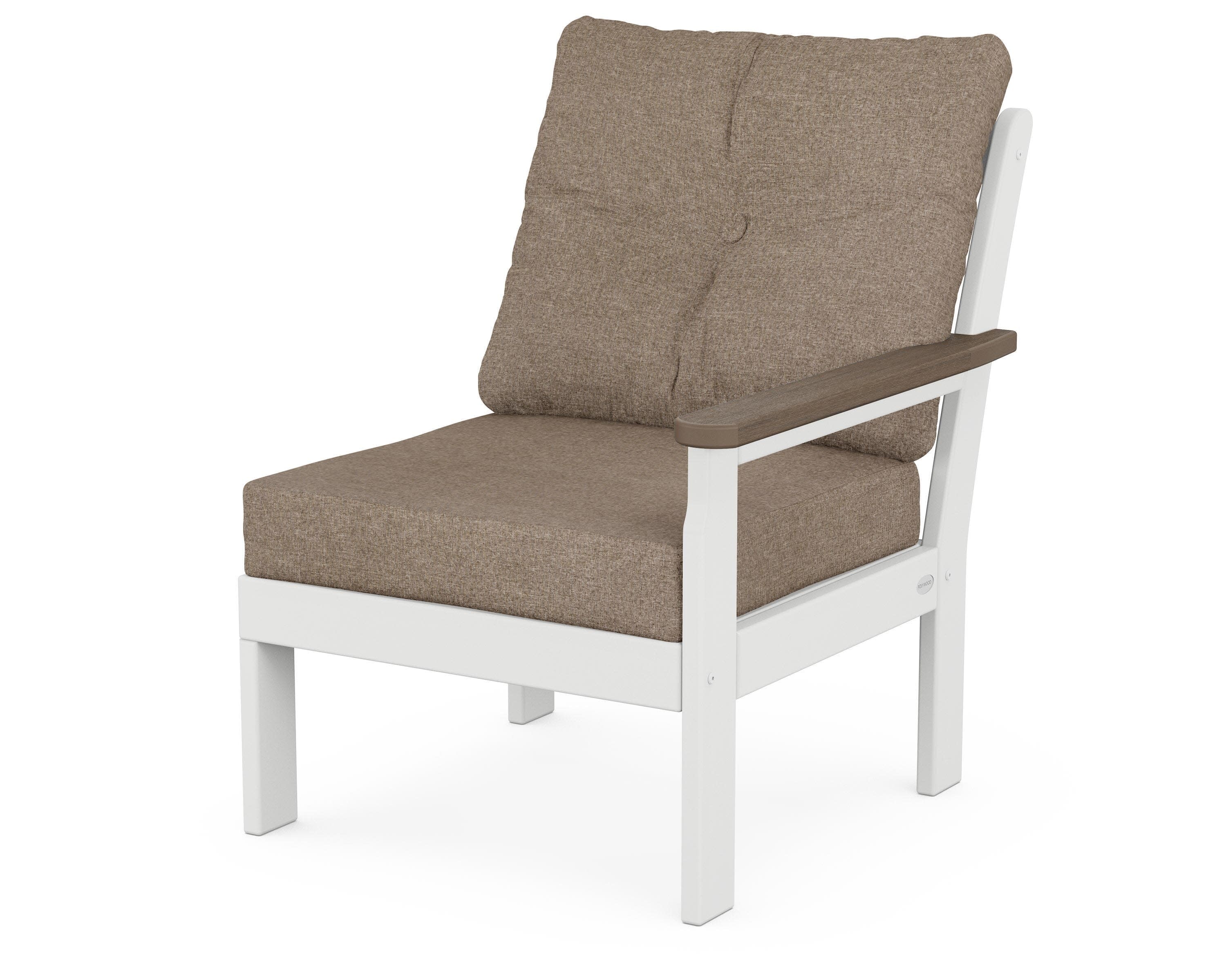 Vineyard Modular Right Arm Chair in White / Kona / Spiced Burlap