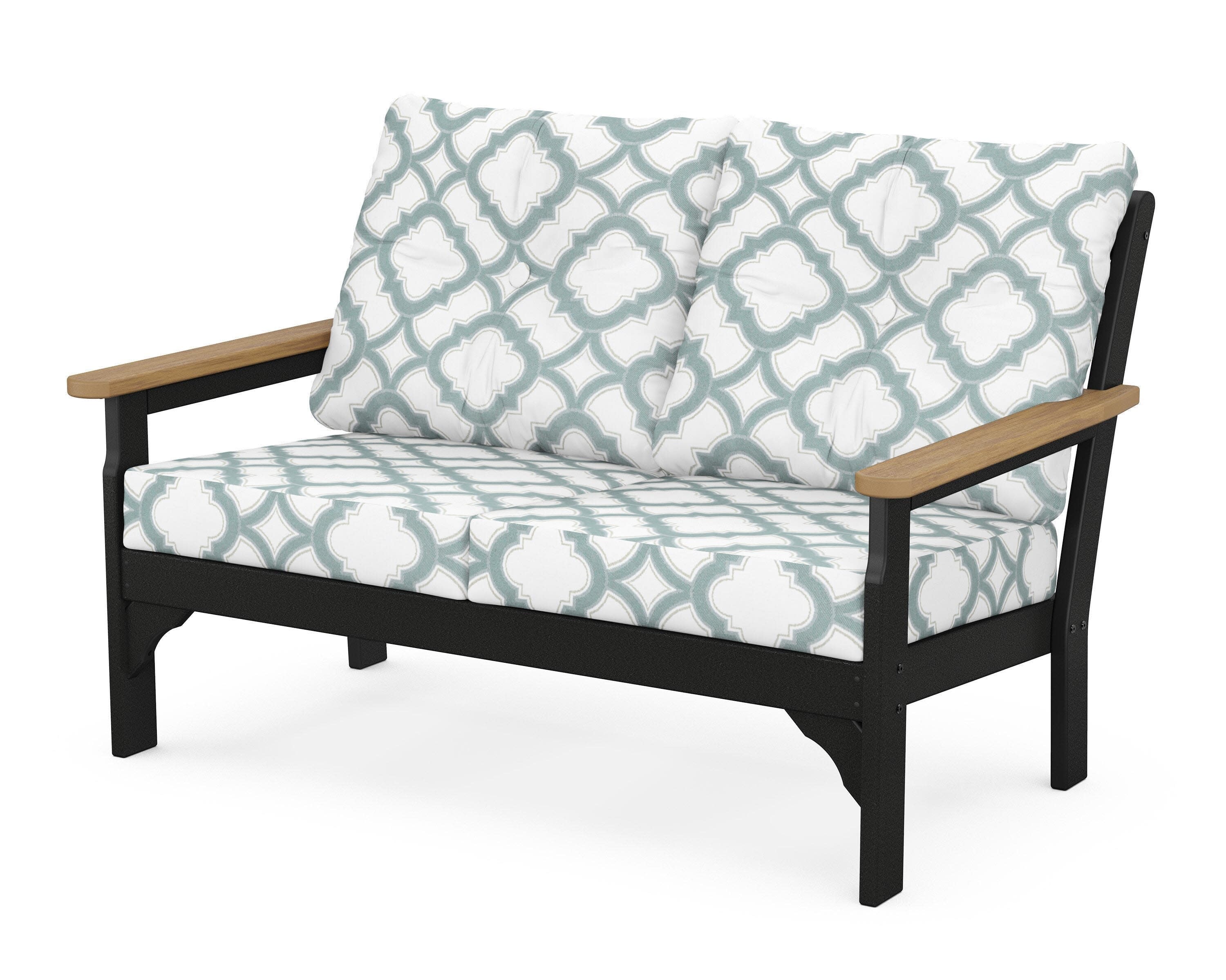 Vineyard Deep Seating Loveseat in Black / Natural / Trellis Glacier Spa