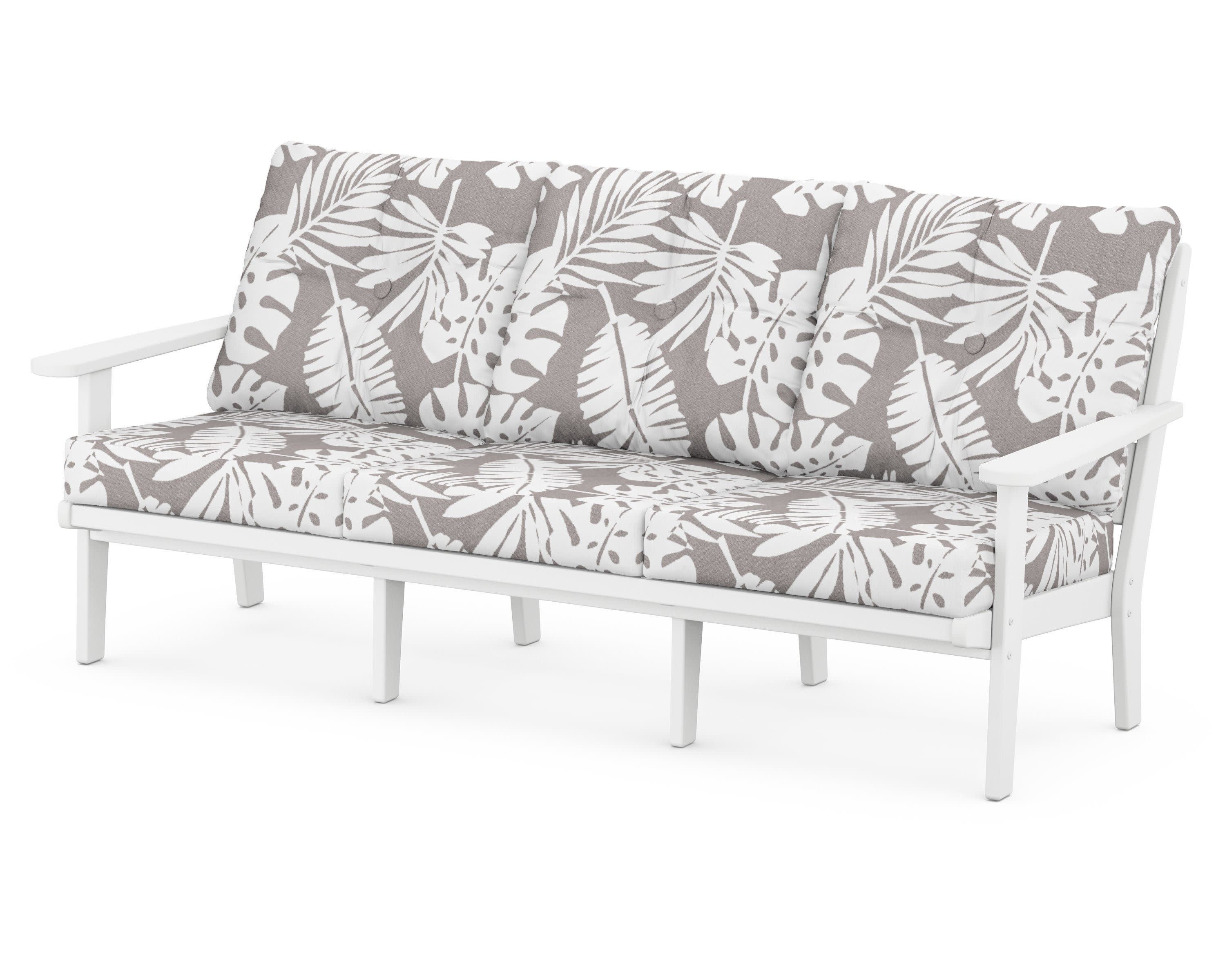 Lakeside Deep Seating Sofa in White / Leaf Grey Mist