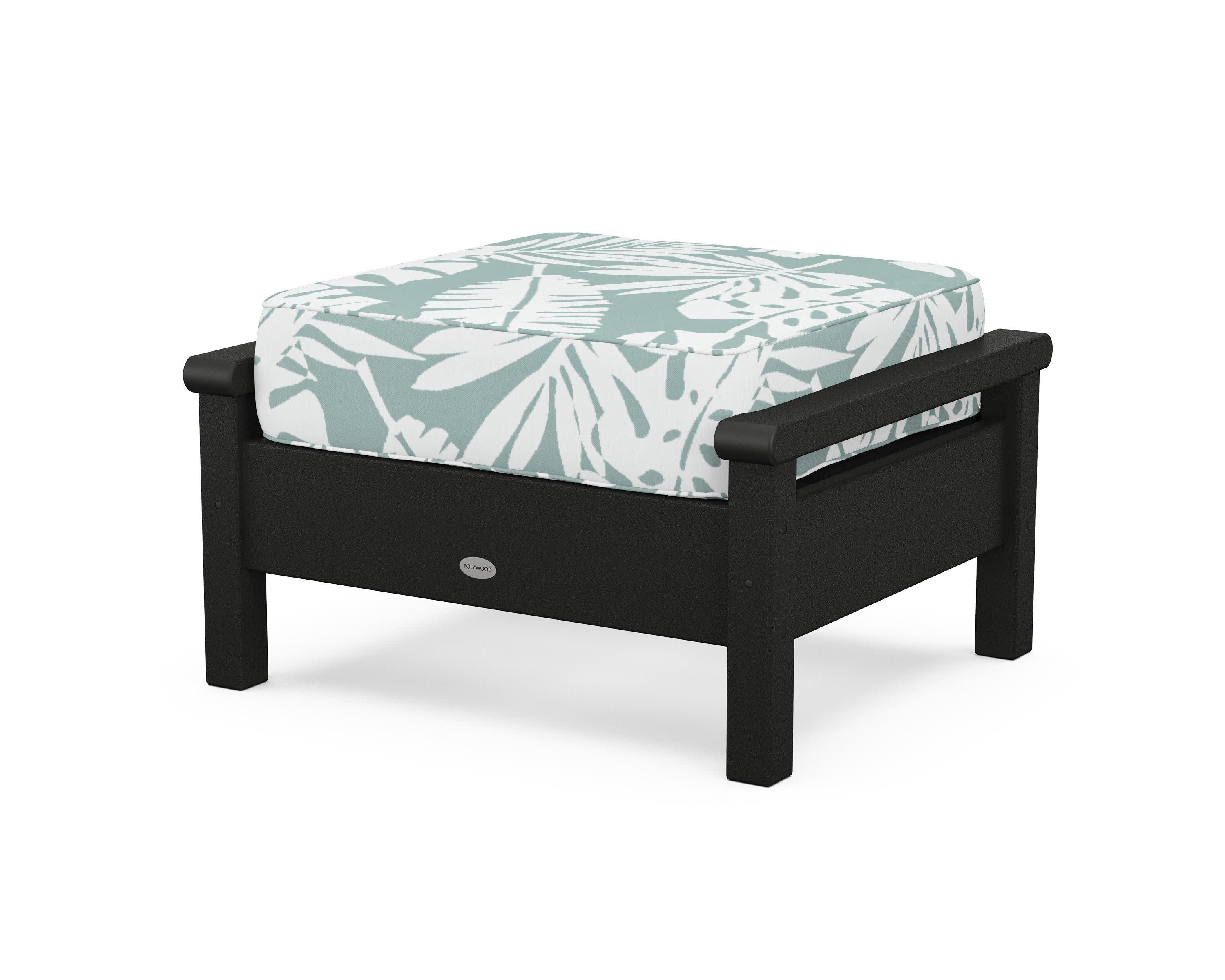 Harbour Deep Seating Ottoman in Black / Leaf Glacier Spa