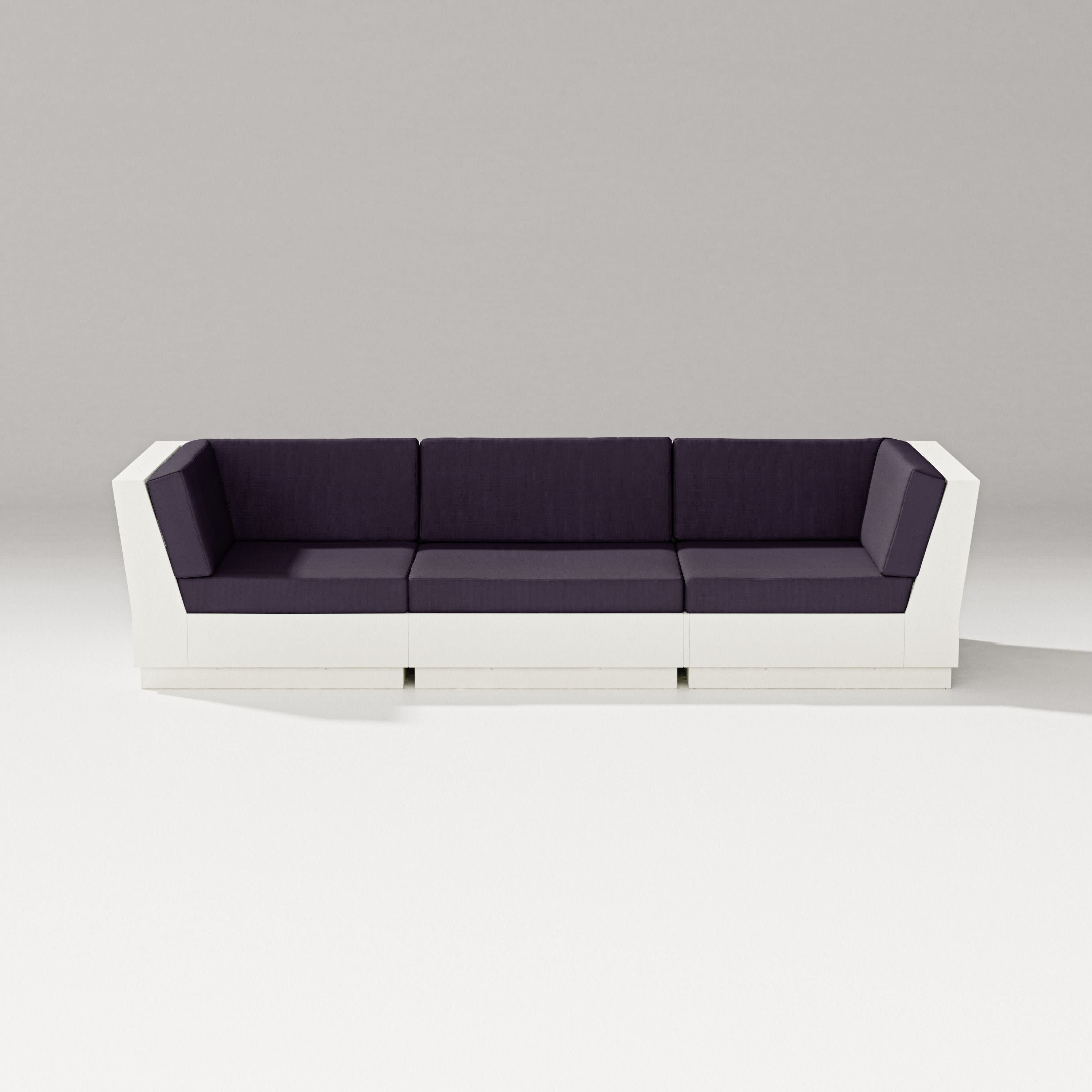 Elevate Sofa Sectional in Vintage White / Navy Linen