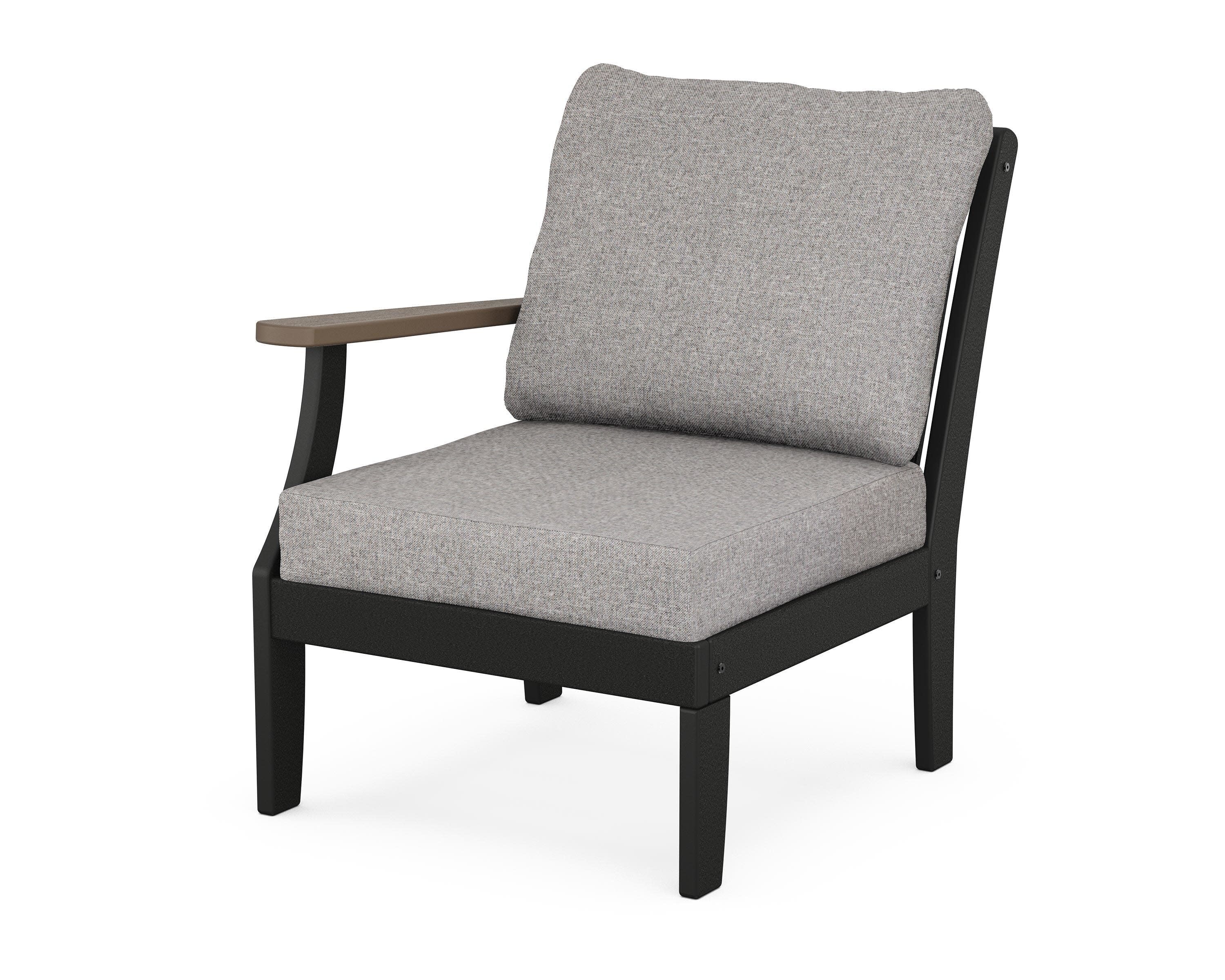 Braxton Modular Left Arm Chair in Black / Kona / Grey Mist
