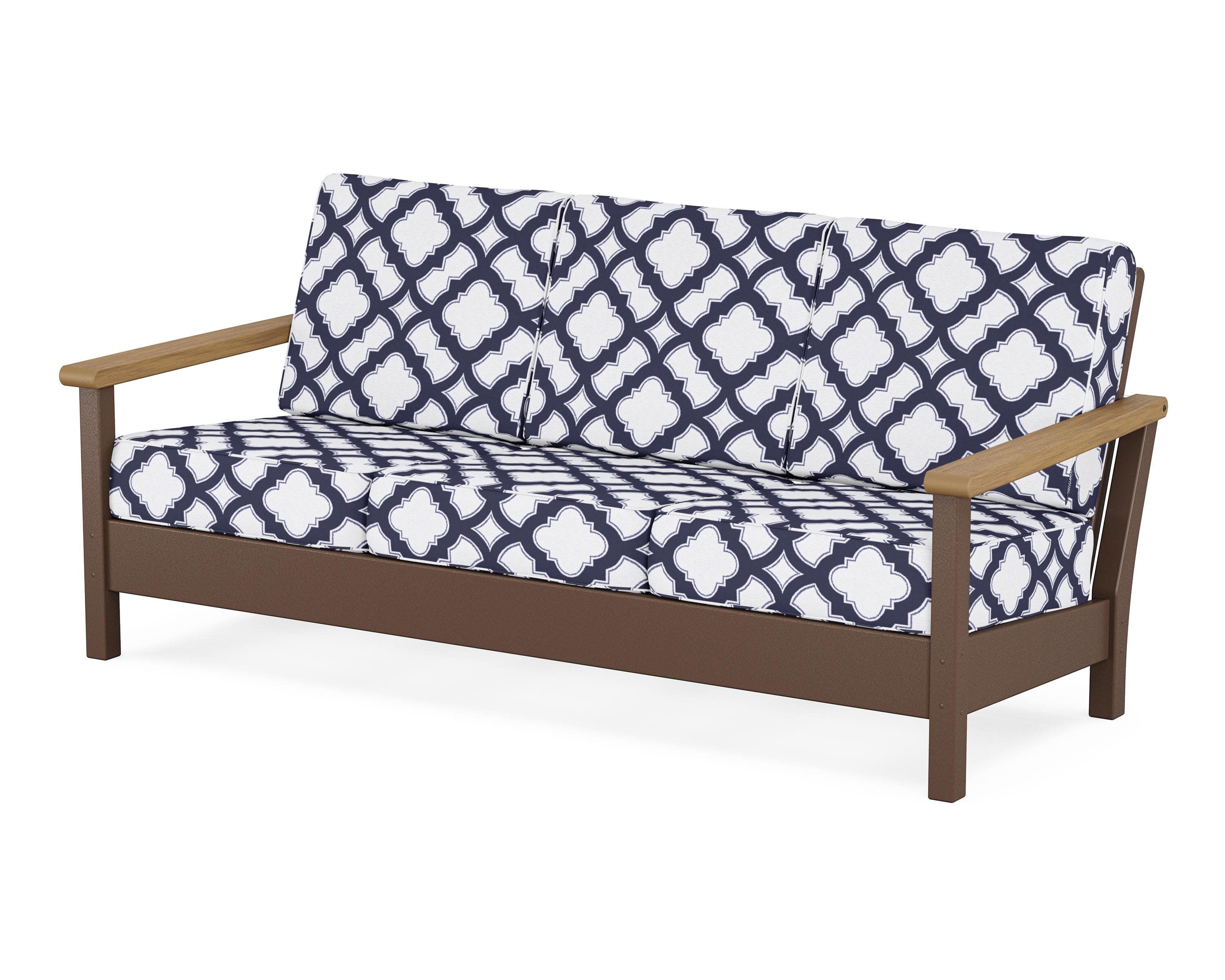 Harbour Deep Seating Sofa in Mahogany / Natural / Trellis Navy