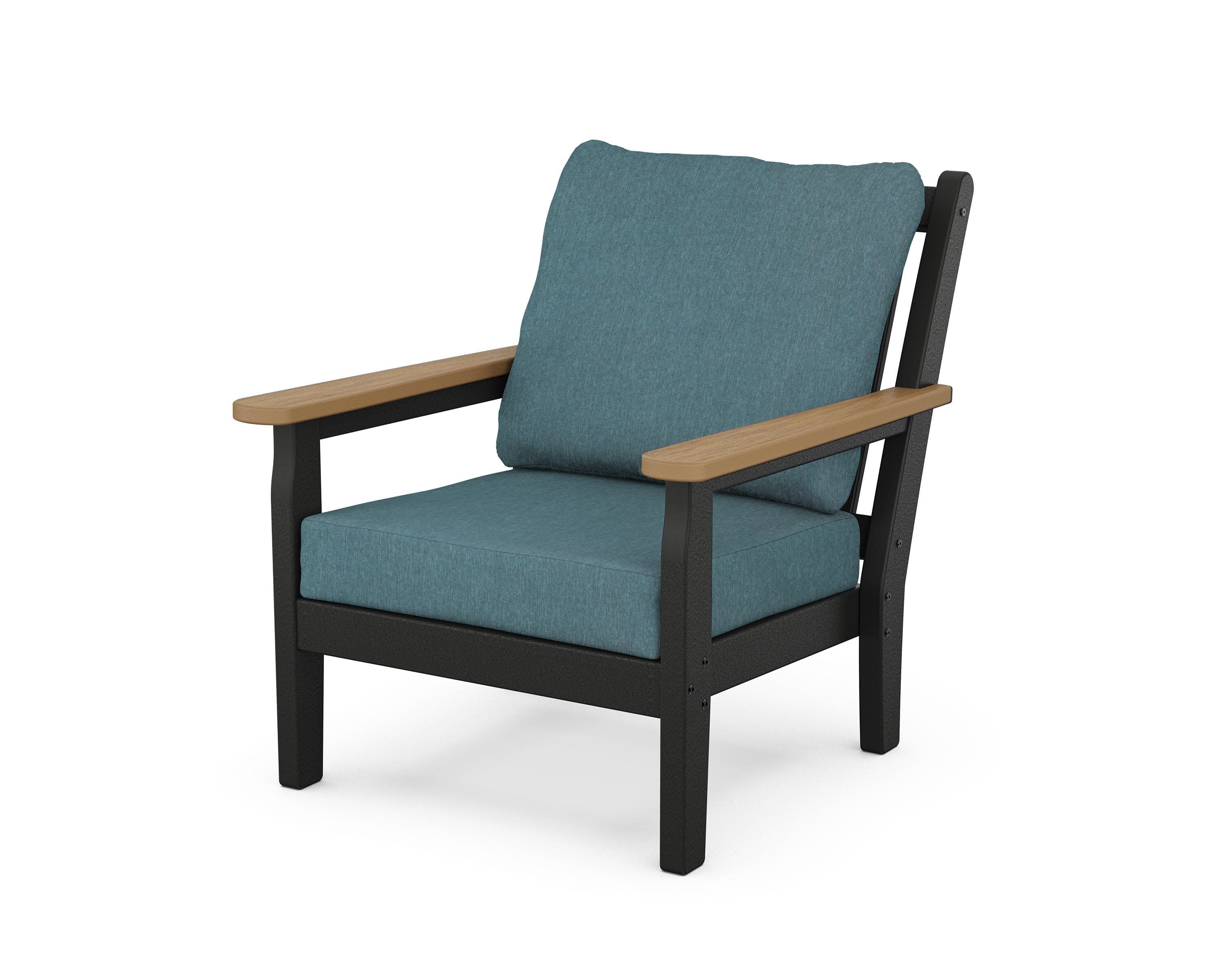 Chippendale Deep Seating Chair in Black / Natural / Ocean Teal