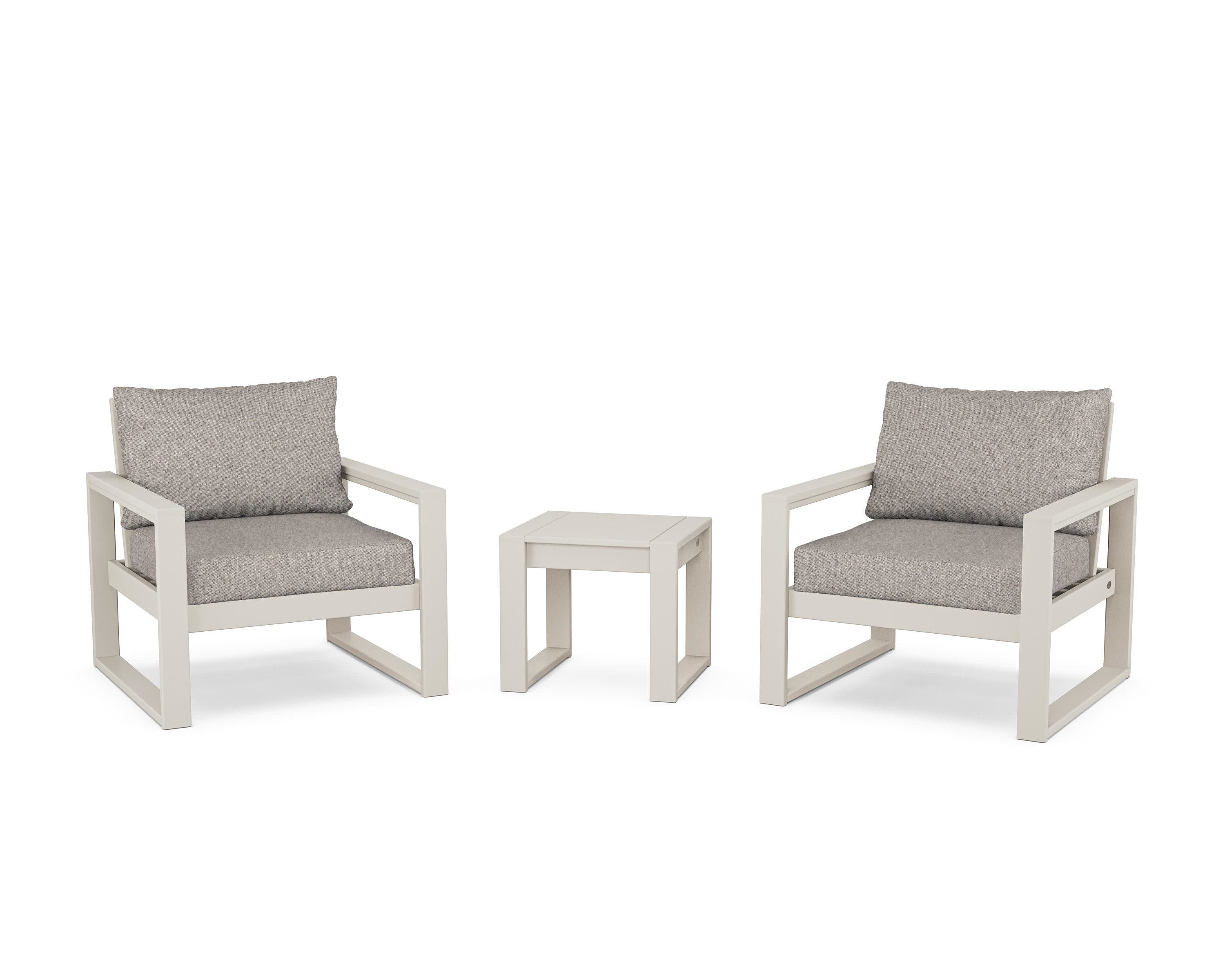 EDGE Sectional 3-Piece Deep Seating Set in Sand / Weathered Tweed