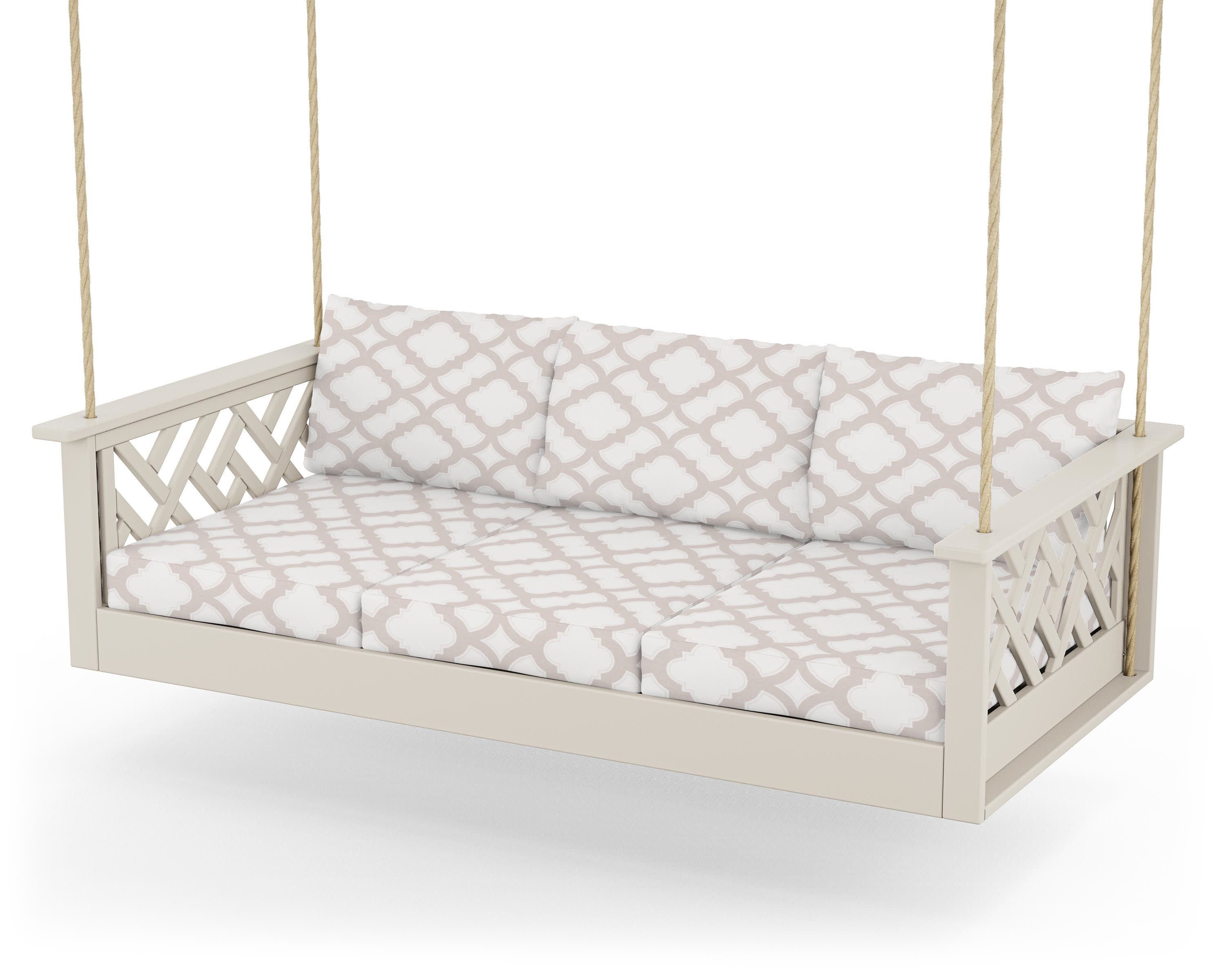 Chippendale Daybed Swing in Sand / Trellis Dune Burlap