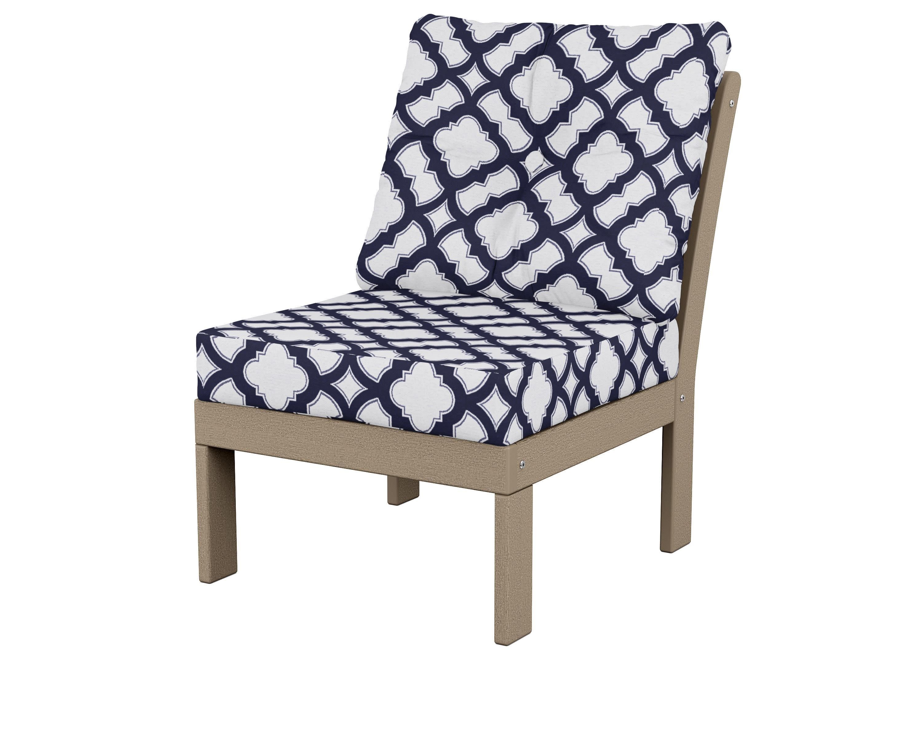 Vineyard Modular Armless Chair in Vintage Sahara / Trellis Navy