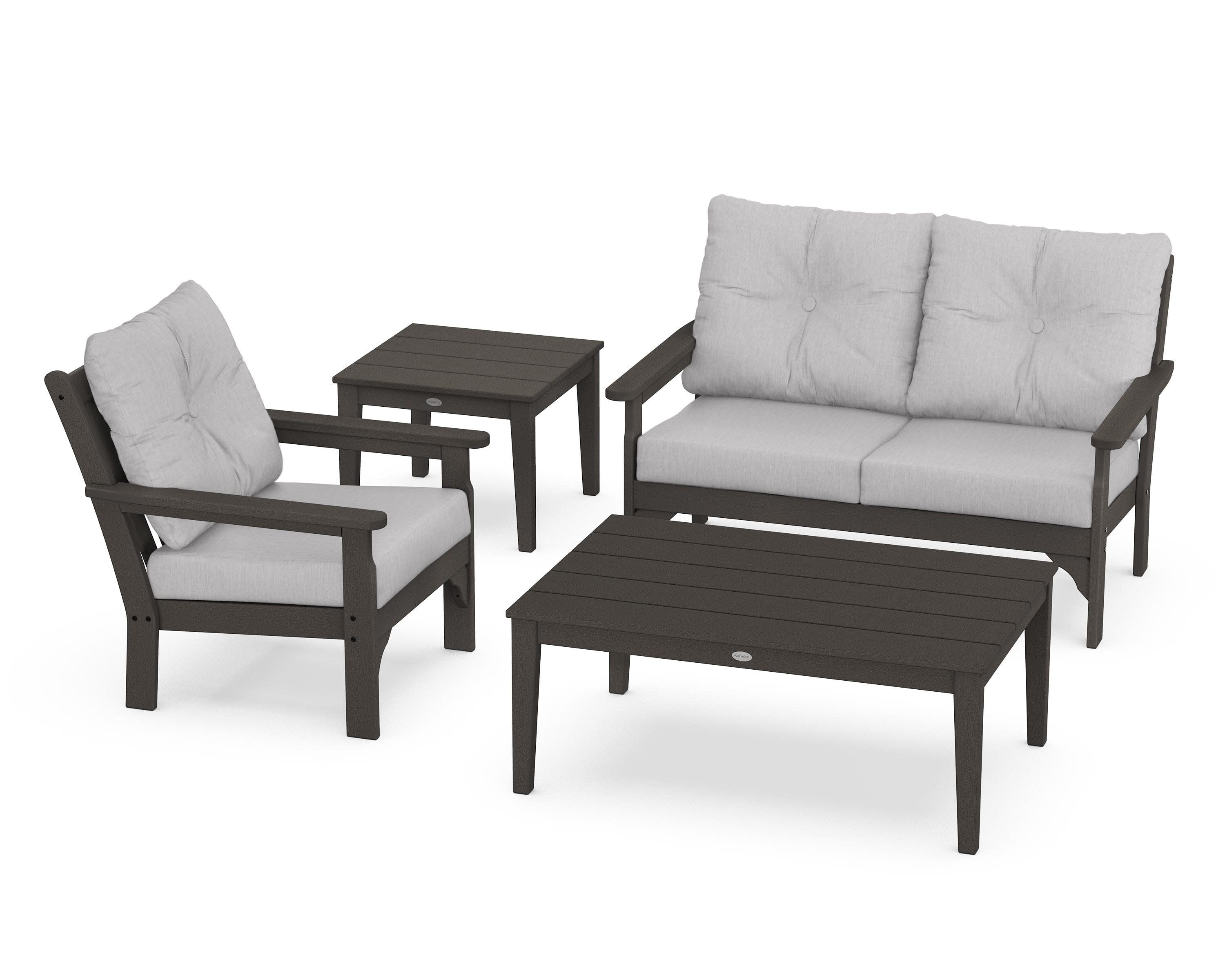 Vineyard 4-Piece Deep Seating Set in Vintage Coffee / Granite