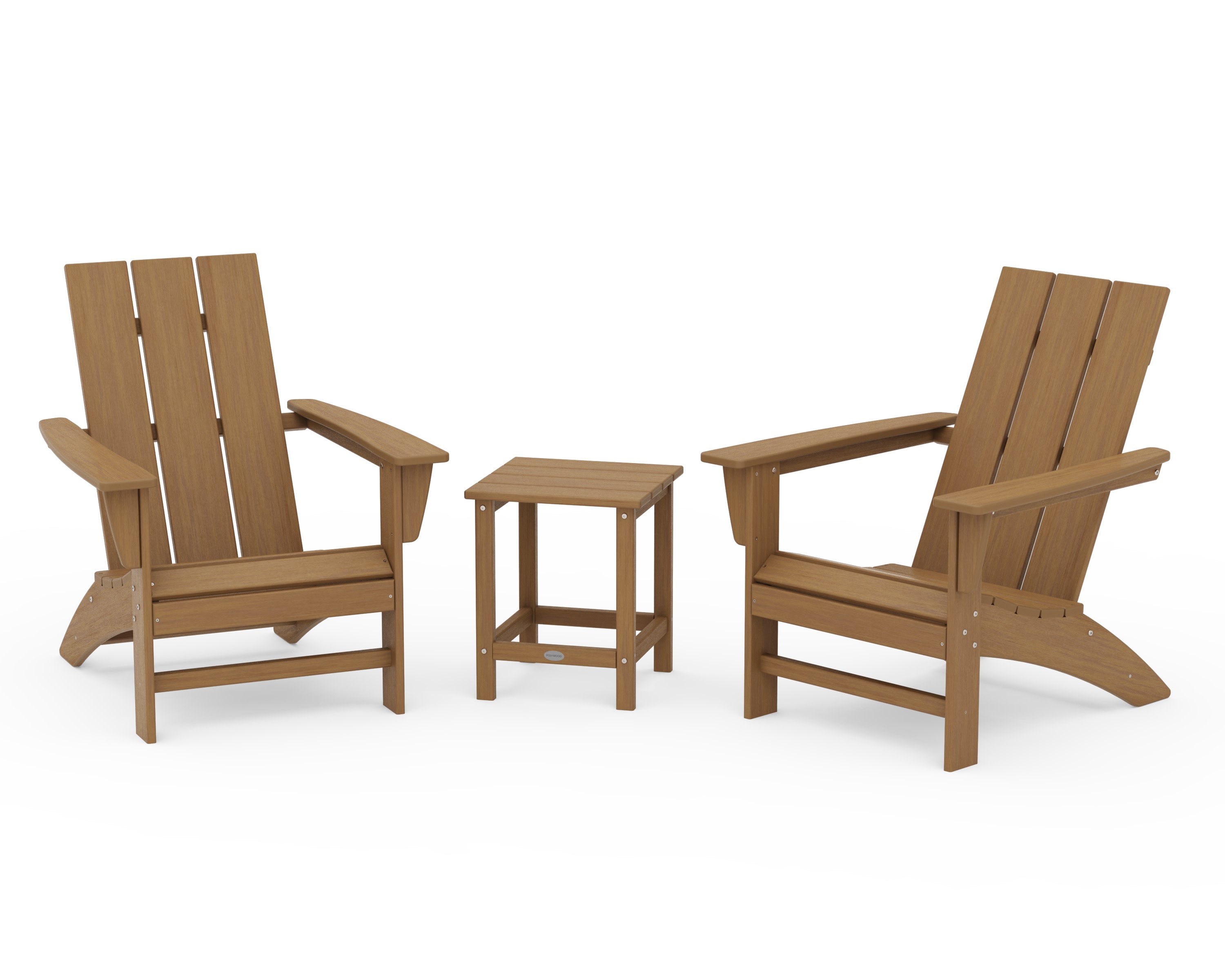 Modern 3-Piece Adirondack Set with Long Island 18" Side Table in Natural