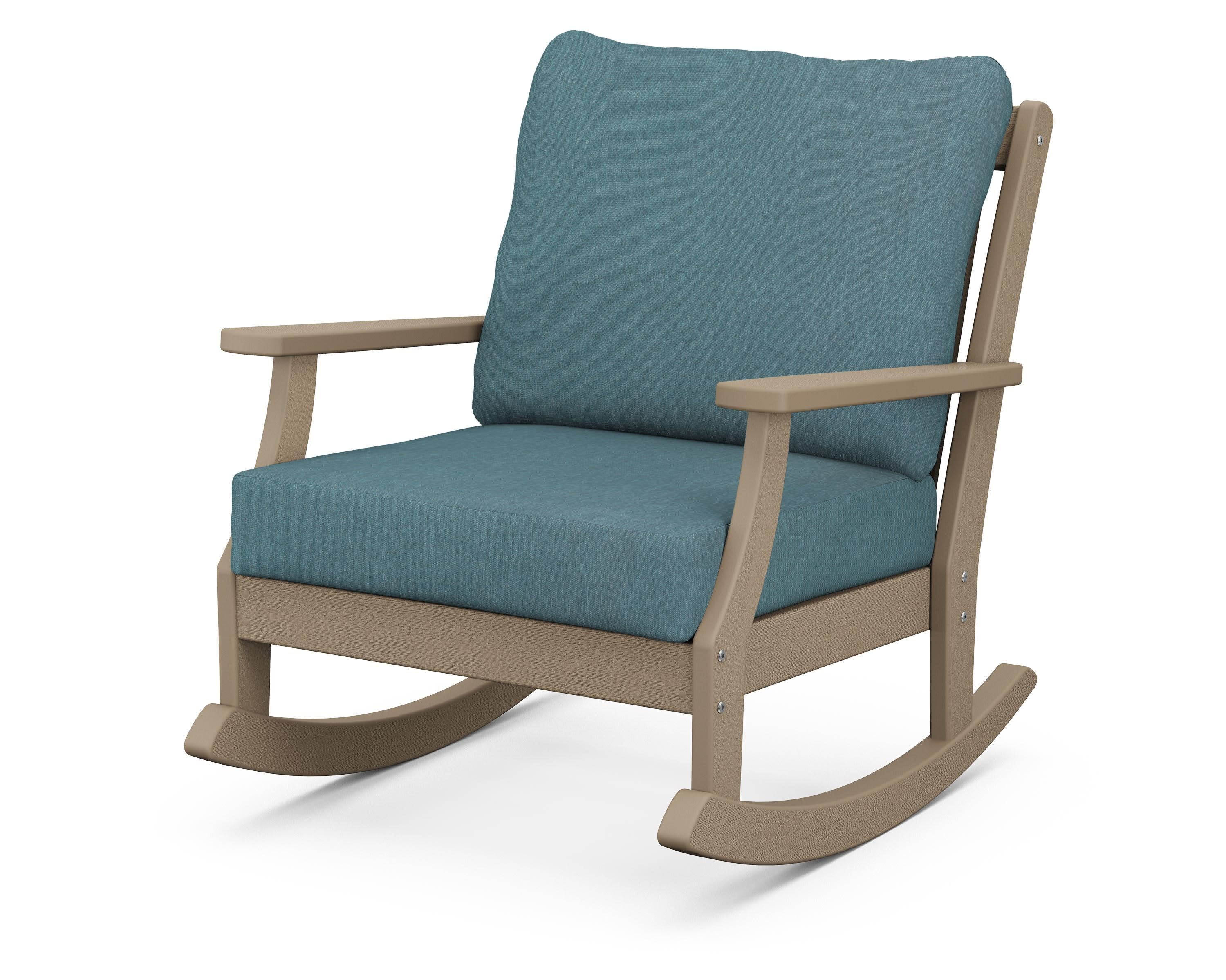 Braxton Deep Seating Rocking Chair in Vintage Sahara / Ocean Teal