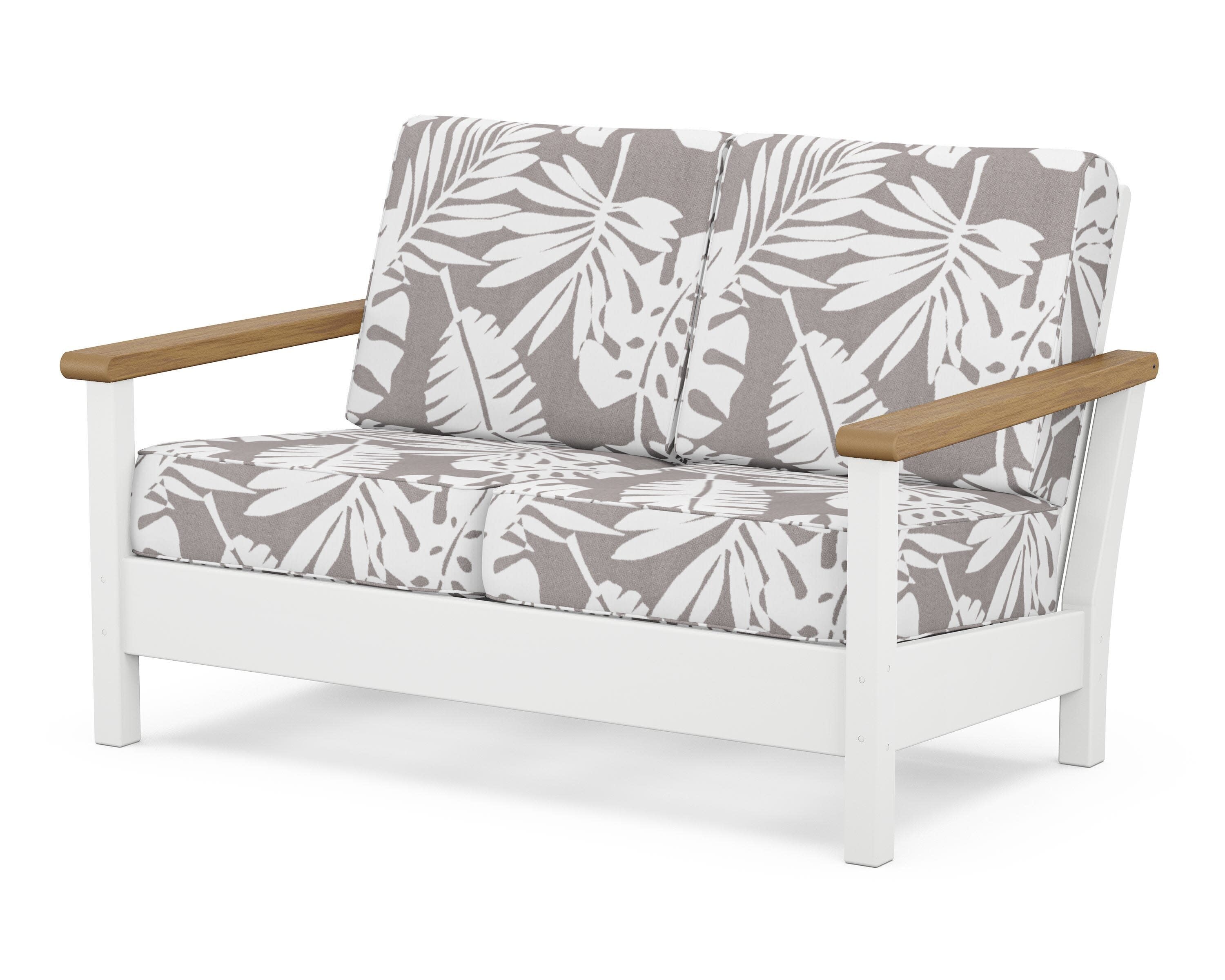 Harbour Deep Seating Loveseat in White / Natural / Leaf Grey Mist