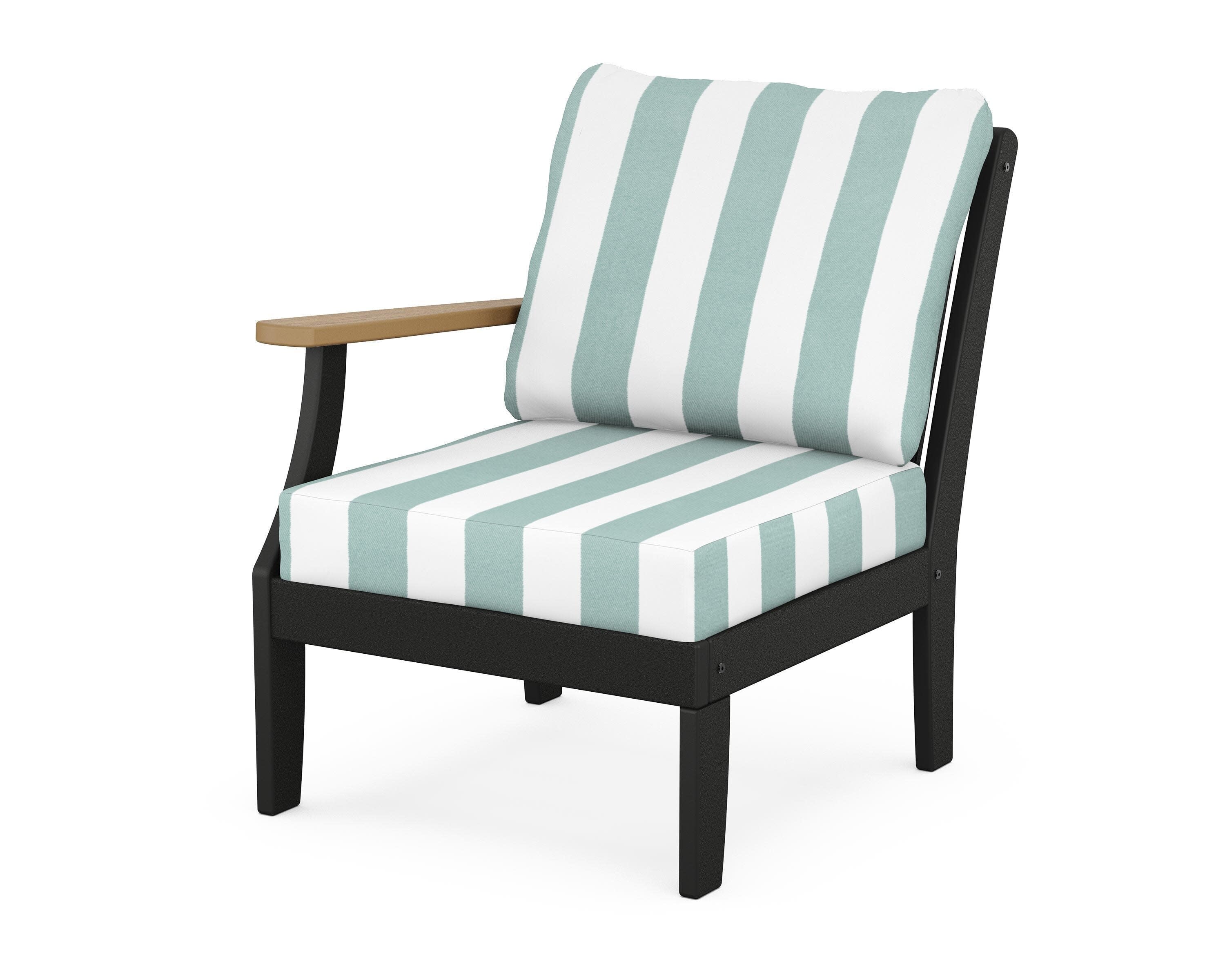 Braxton Modular Left Arm Chair in Black / Natural / Cabana Stripe Glacier Spa