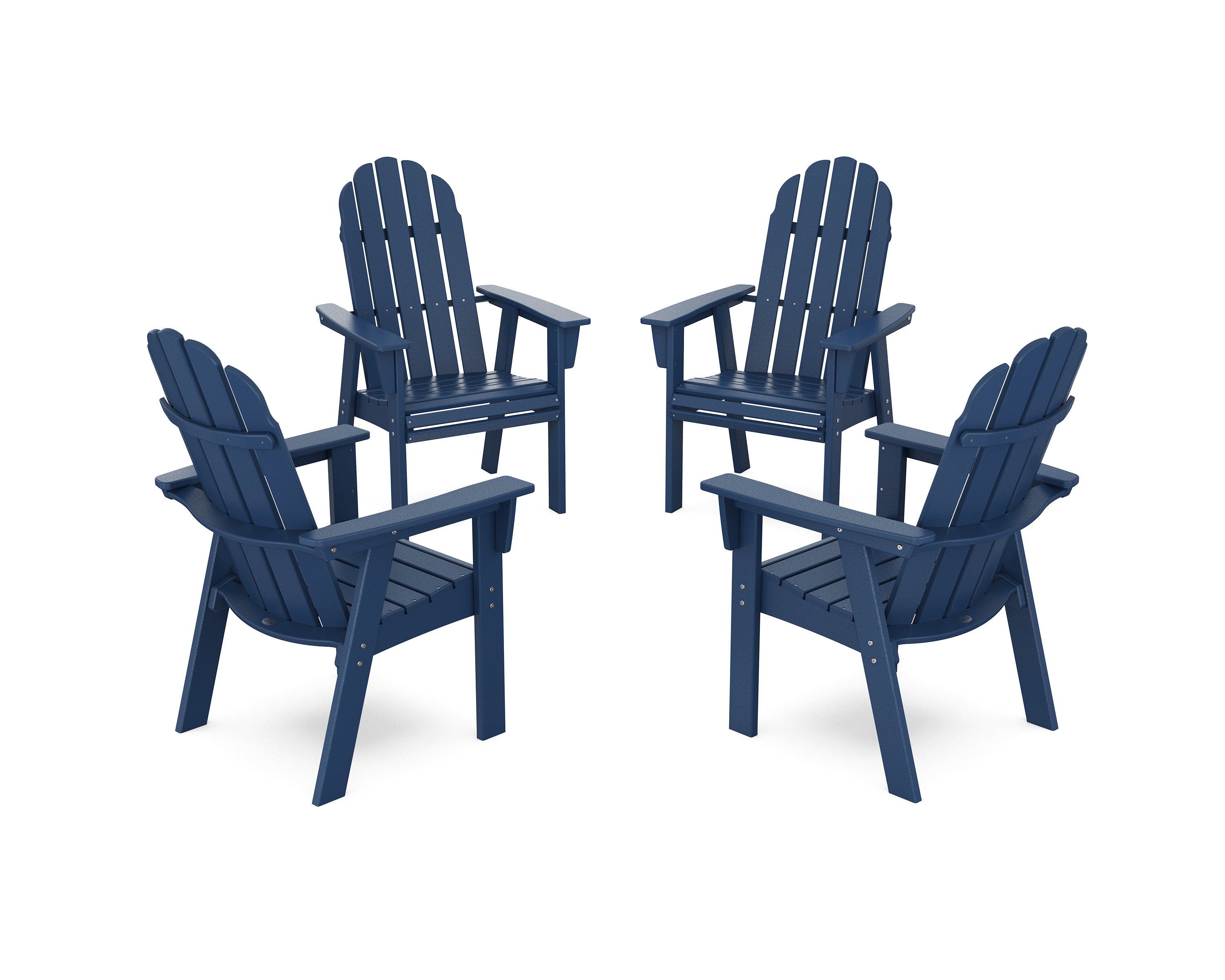 Vineyard 4-Piece Curveback Upright Adirondack Conversation Set in Navy