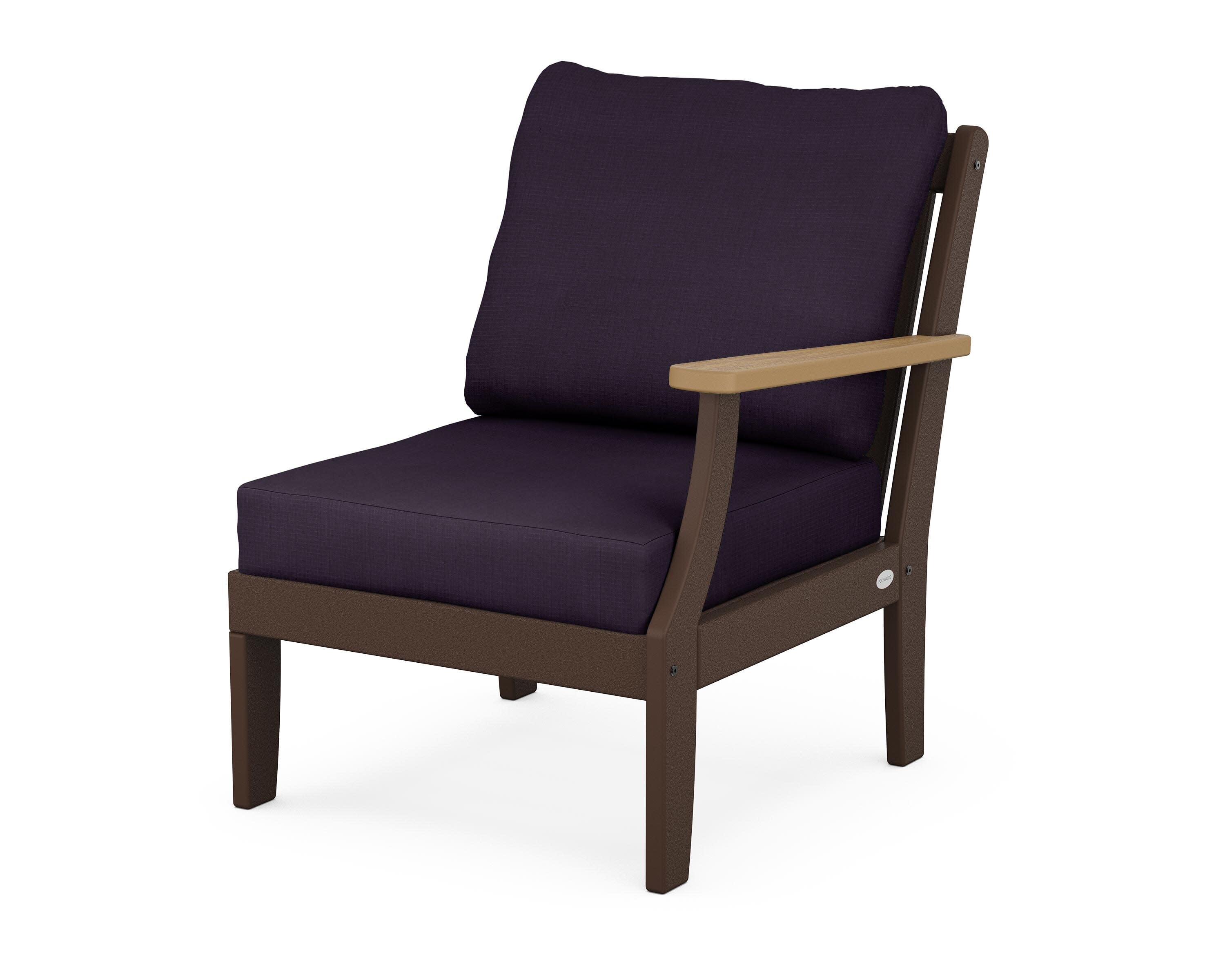 Braxton Modular Right Arm Chair in Mahogany / Natural / Navy Linen