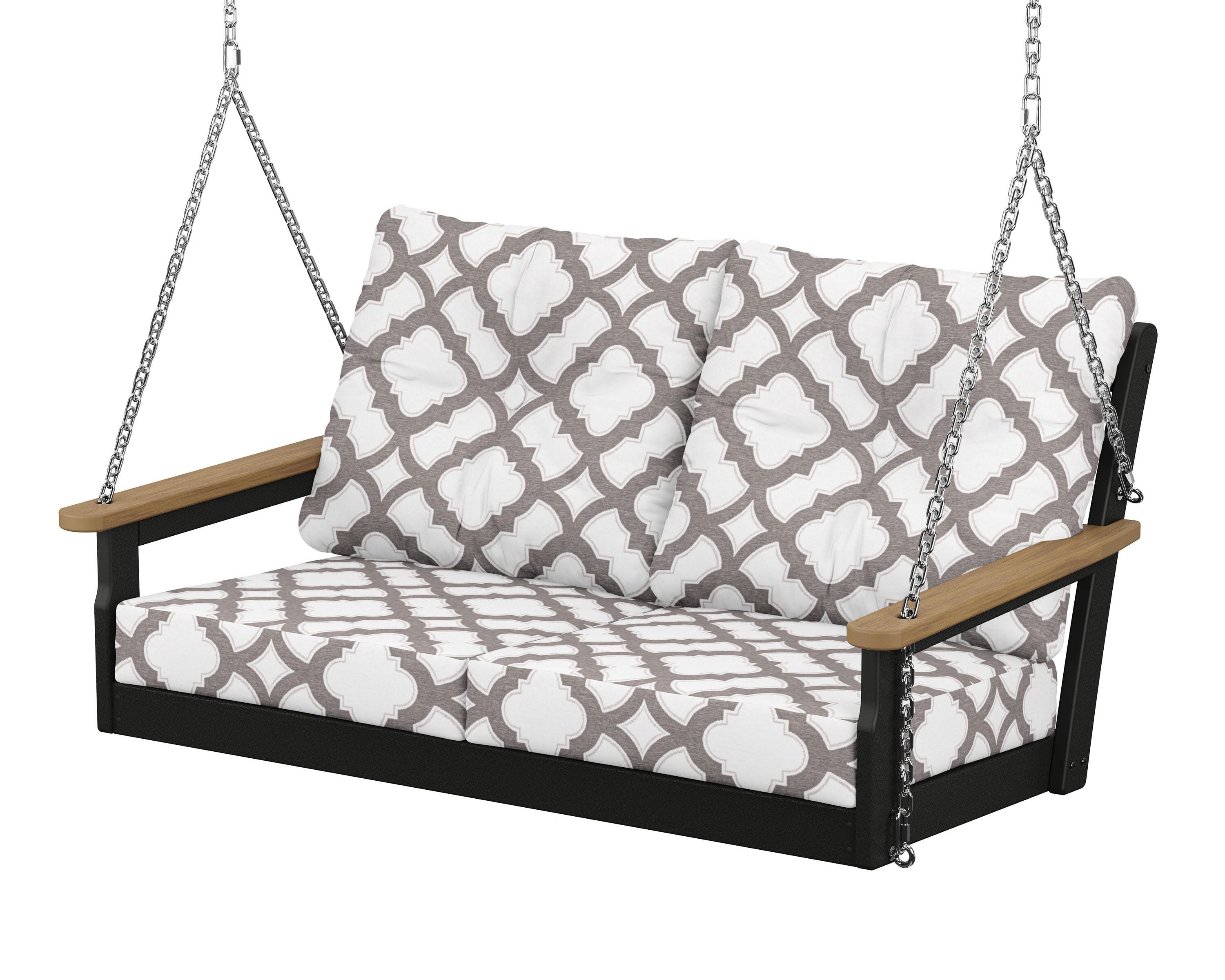 Vineyard Deep Seating Swing in Black / Natural / Trellis Grey Mist